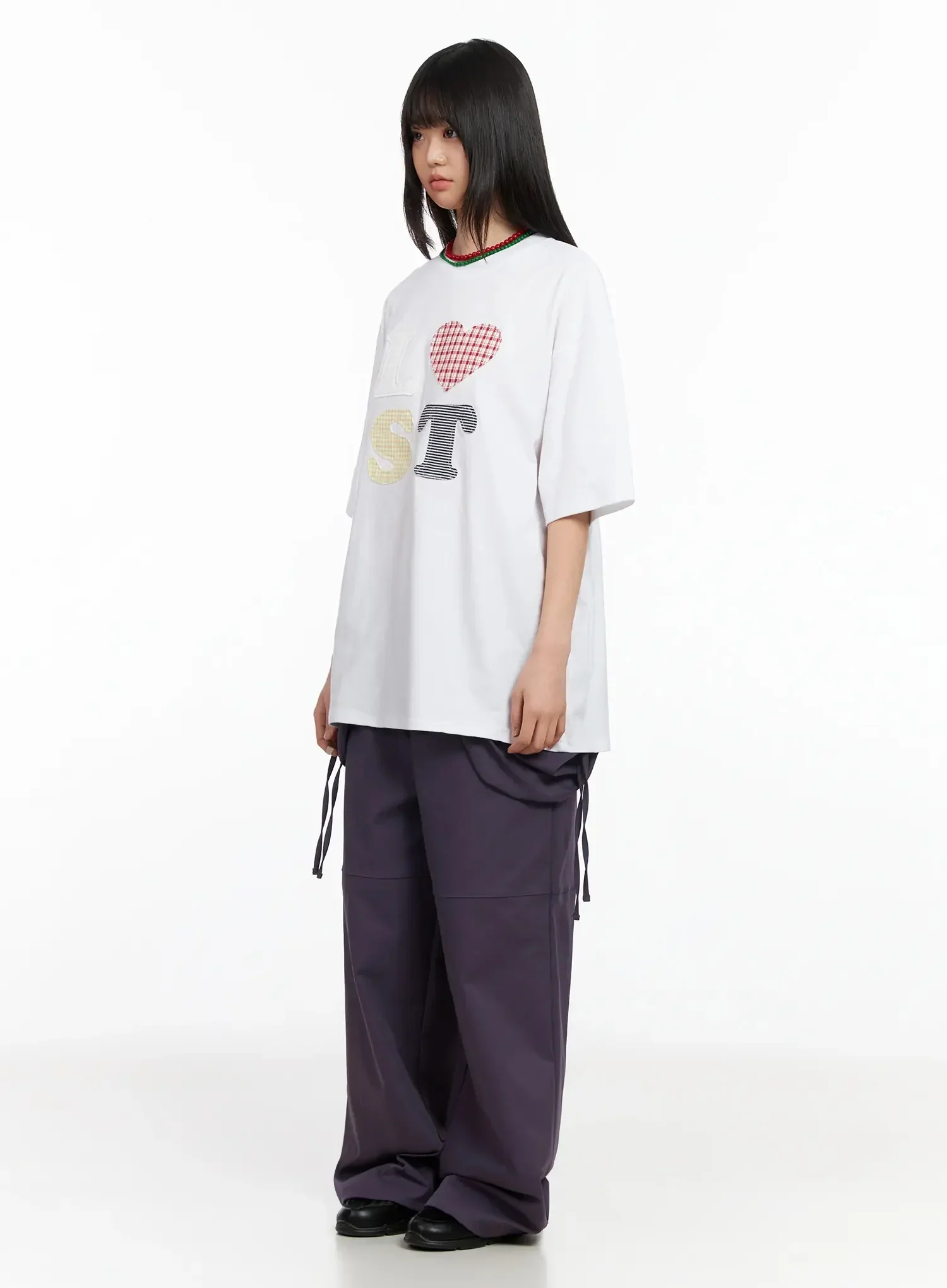 Plaid Lost Graphic Oversized T-Shirt IA523 - Image 11