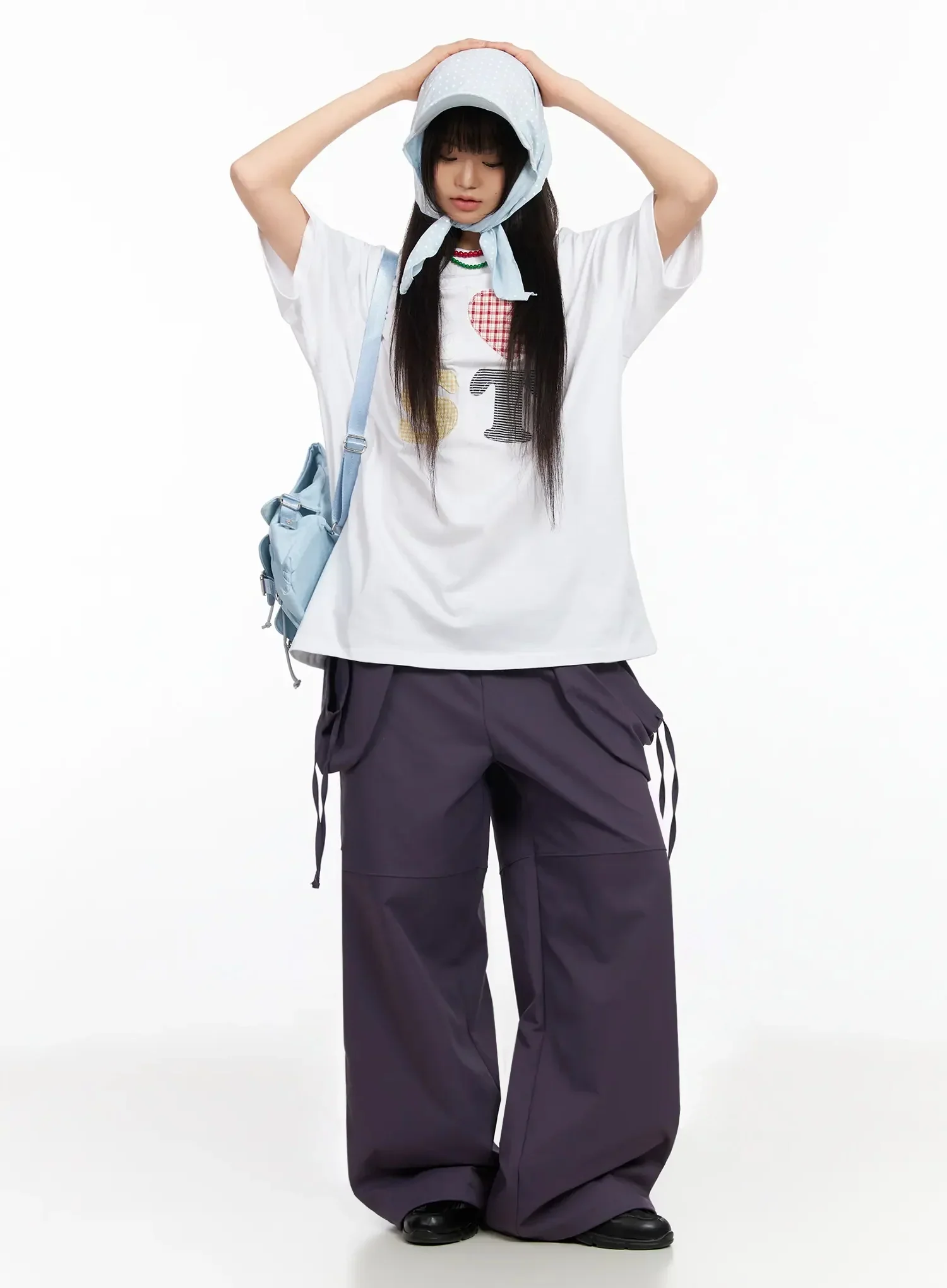 Plaid Lost Graphic Oversized T-Shirt IA523 - Image 13