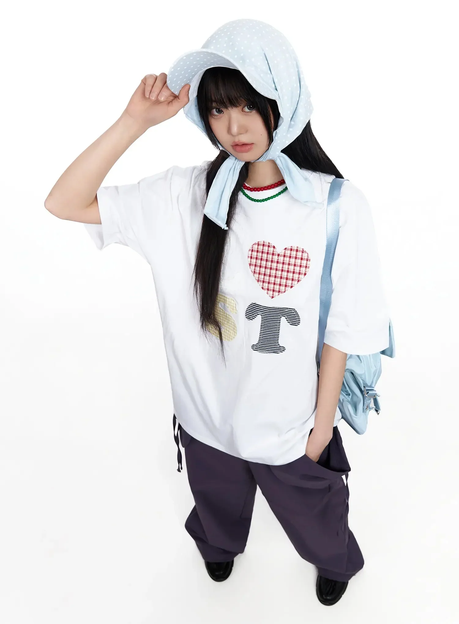 Plaid Lost Graphic Oversized T-Shirt IA523 - Image 14