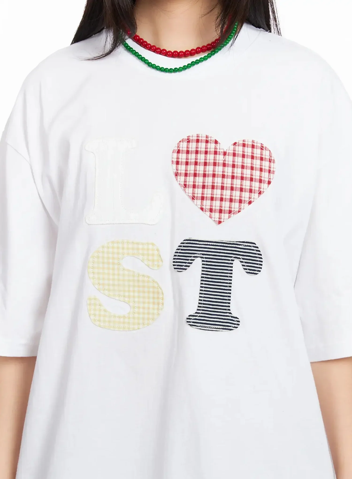 Plaid Lost Graphic Oversized T-Shirt IA523 - Image 4