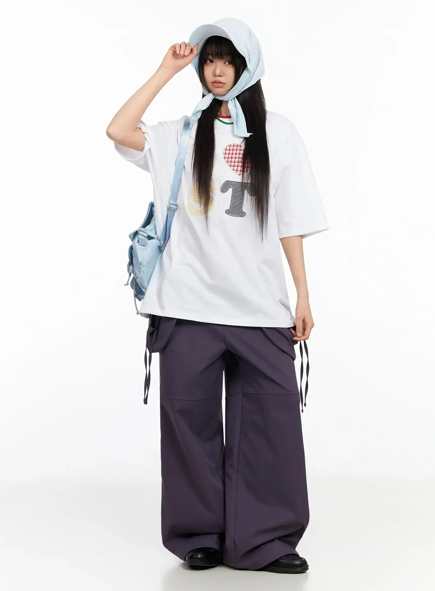 Plaid Lost Graphic Oversized T-Shirt IA523 - Image 5