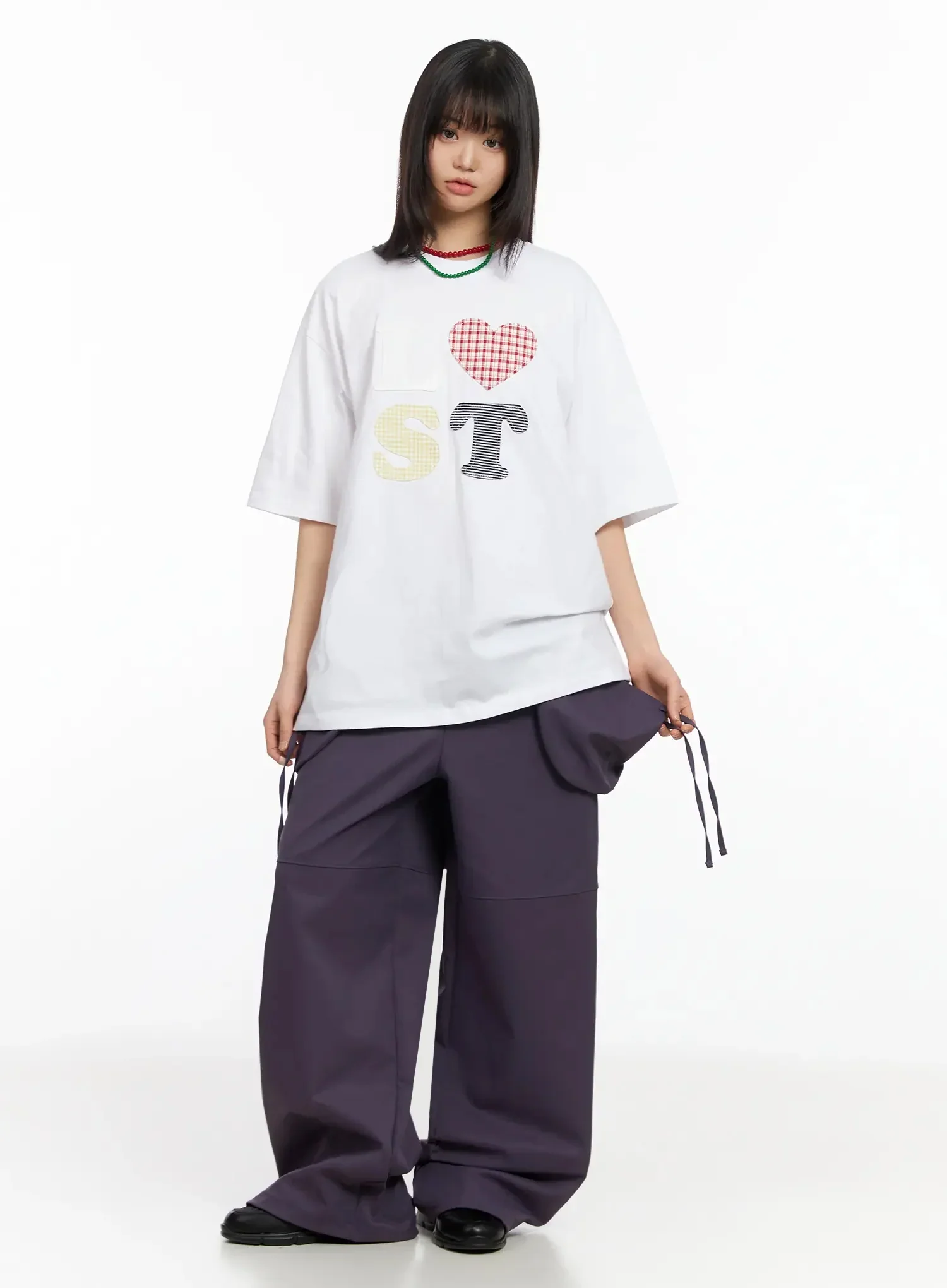 Plaid Lost Graphic Oversized T-Shirt IA523 - Image 6