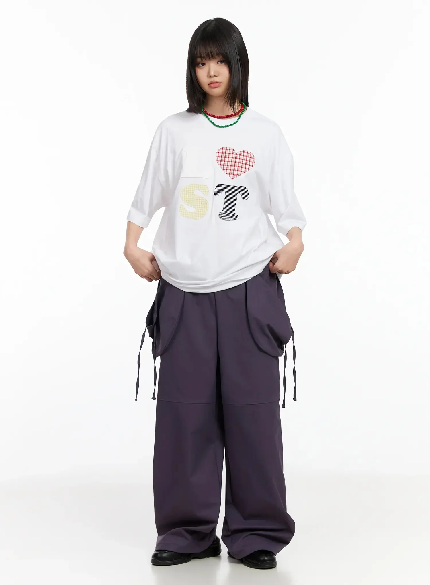 Plaid Lost Graphic Oversized T-Shirt IA523 - Image 7