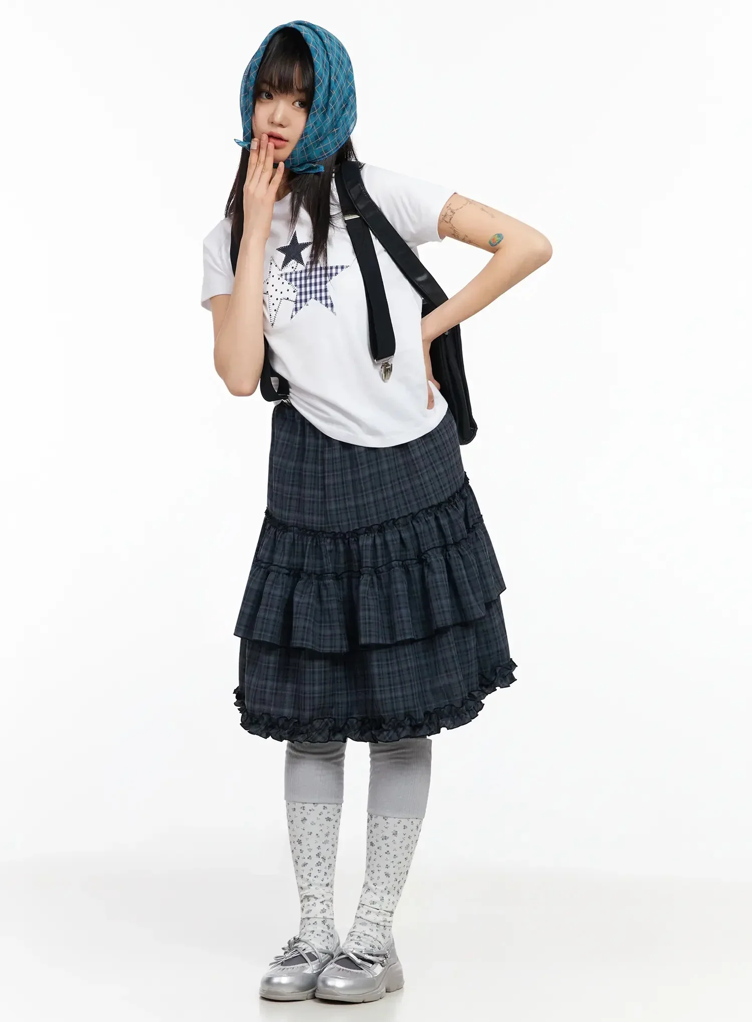 Plaid Square Scarf IA523 - Image 3