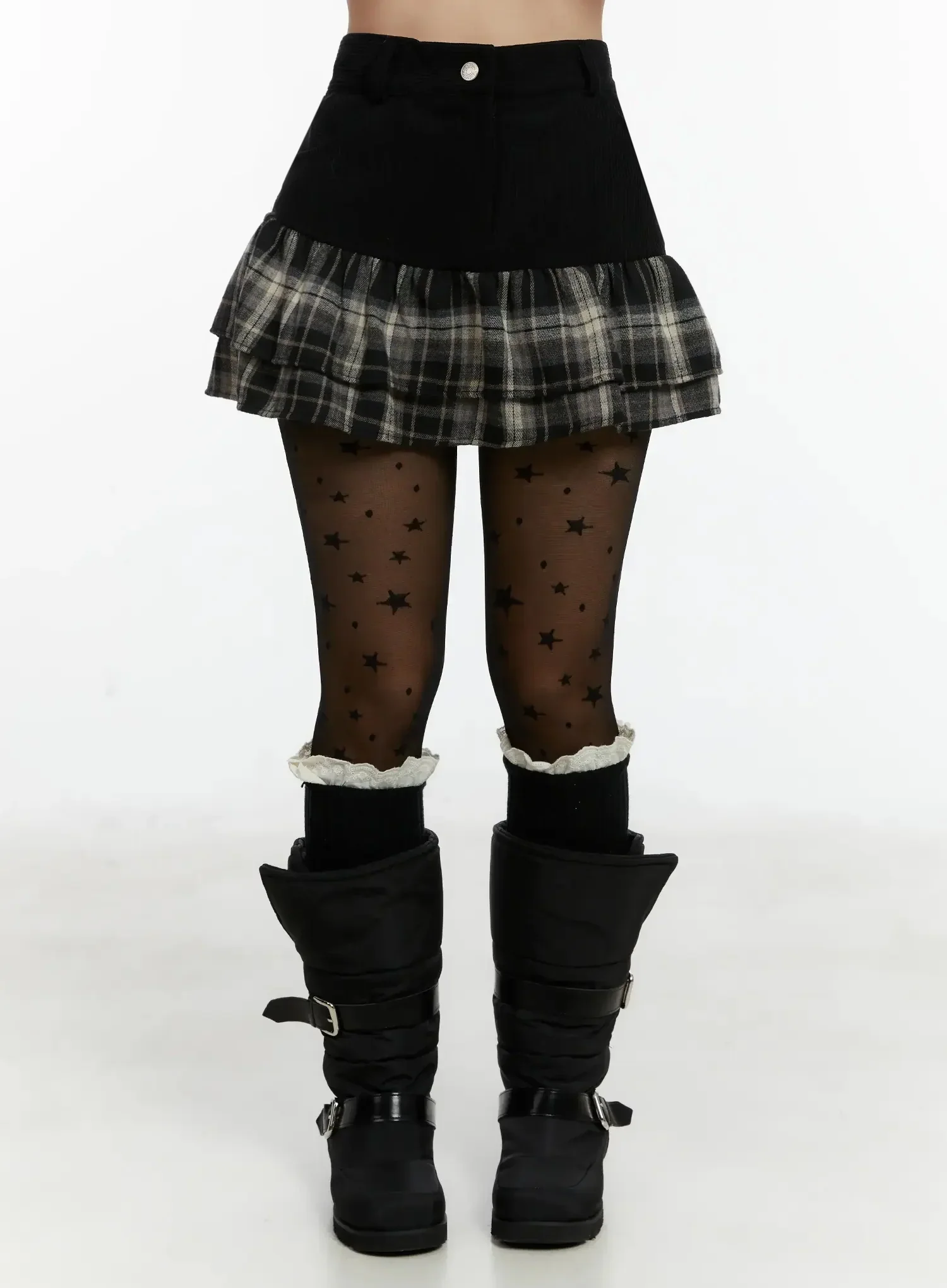 Plaid Tiered Mini Skirt ID525