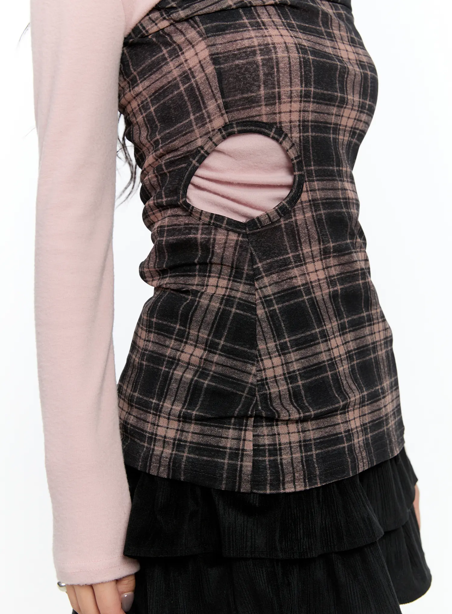 Plaid Tube Slit Top CN517 - Image 8