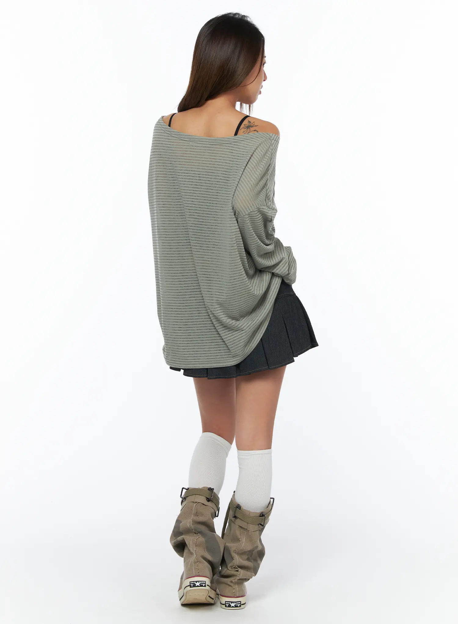 Pleated Denim Mini Skirt CA517 - Image 9
