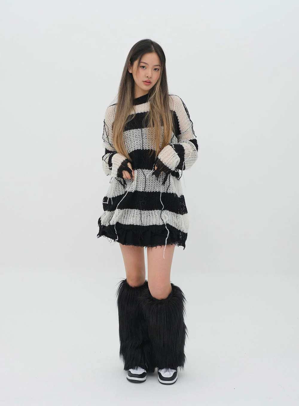 Pleated Hem Denim Skirt - Image 12