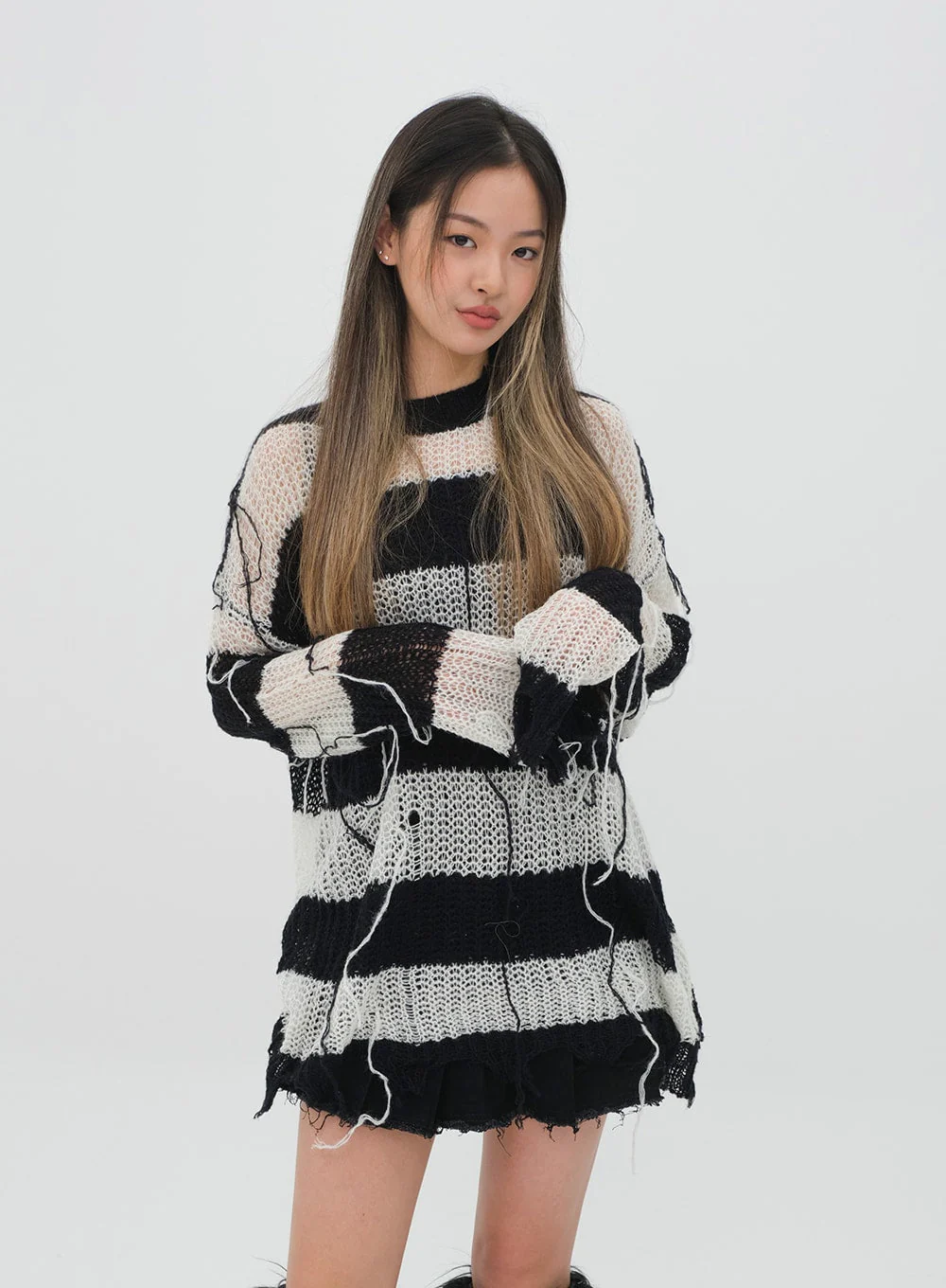 Pleated Hem Denim Skirt - Image 7