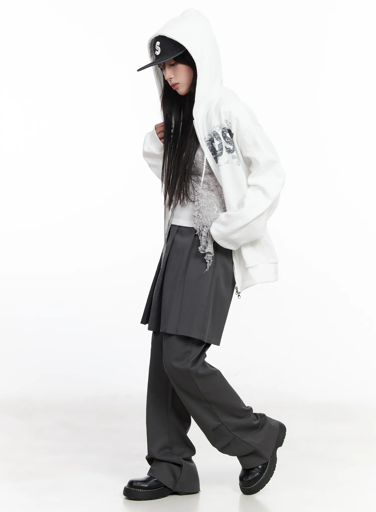 Pleated Layered Skirt Pants CF523