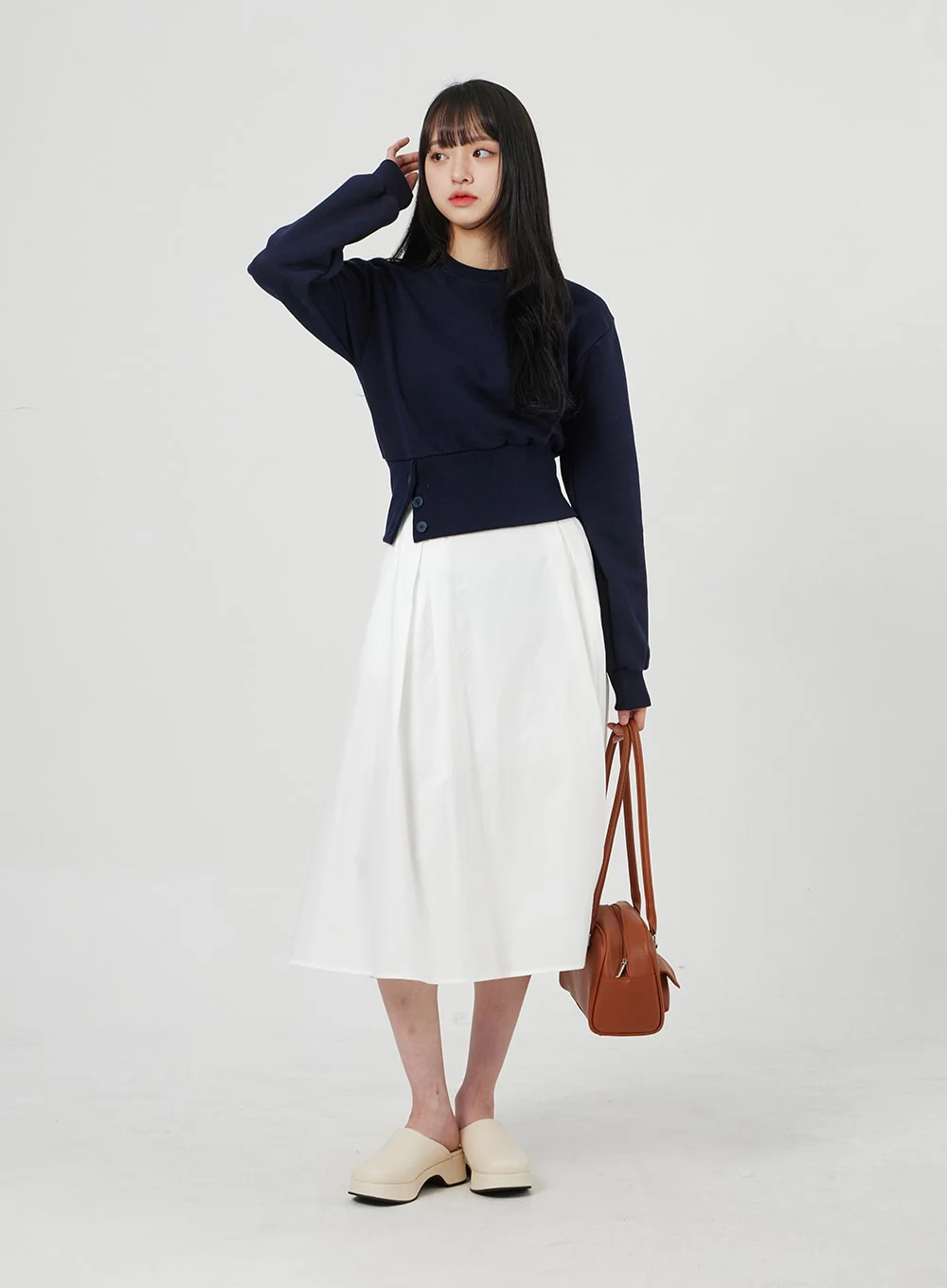 Pleated Maxi Skirt OF322 - Image 10