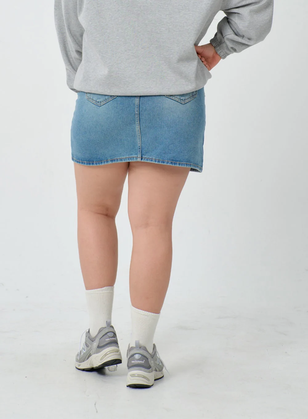 Plus Light Washed Mini Denim Skirt ID27 - Image 3