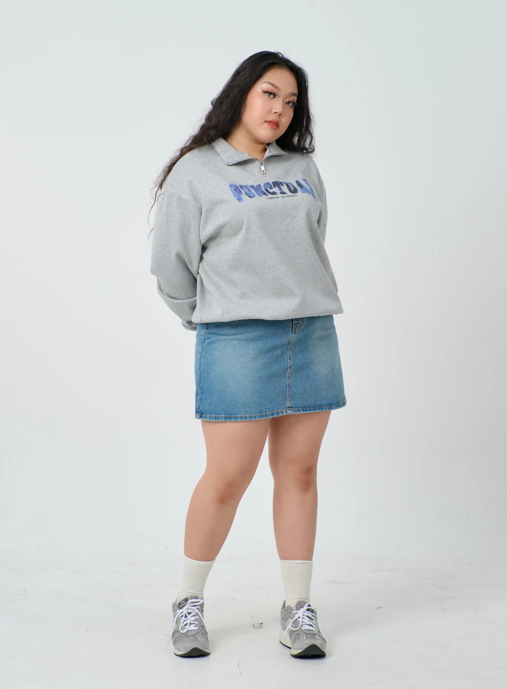 Plus Light Washed Mini Denim Skirt ID27 - Image 4
