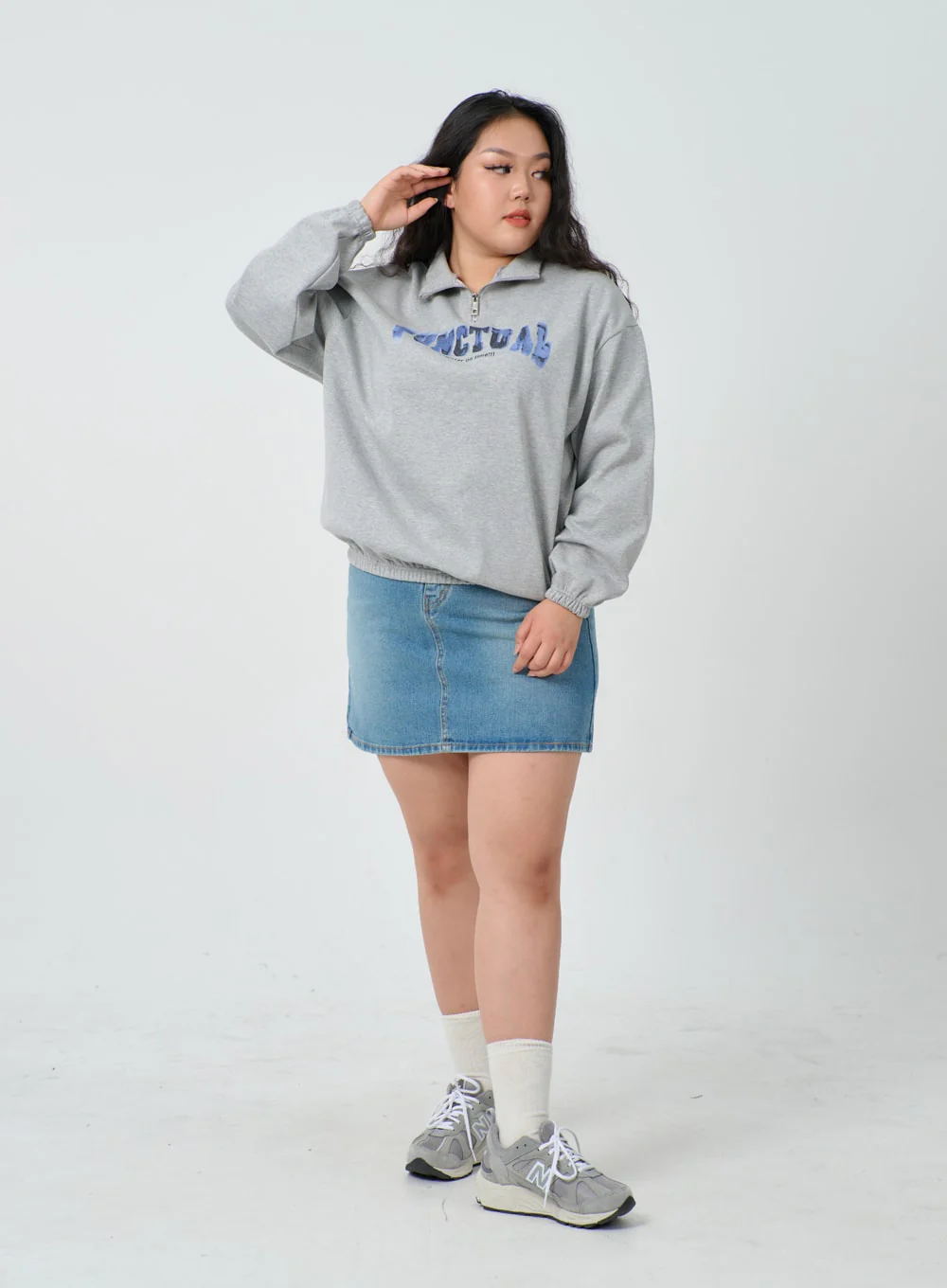 Plus Light Washed Mini Denim Skirt ID27 - Image 5