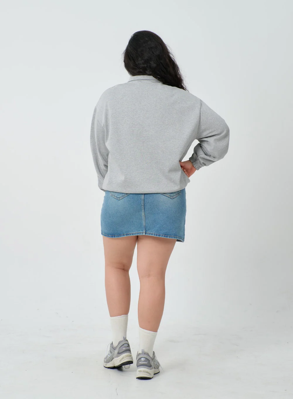 Plus Light Washed Mini Denim Skirt ID27 - Image 7