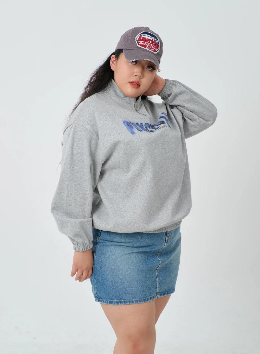 Plus Light Washed Mini Denim Skirt ID27 - Image 8