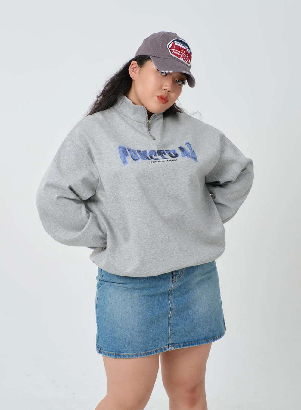 Plus Light Washed Mini Denim Skirt ID27 - Image 9