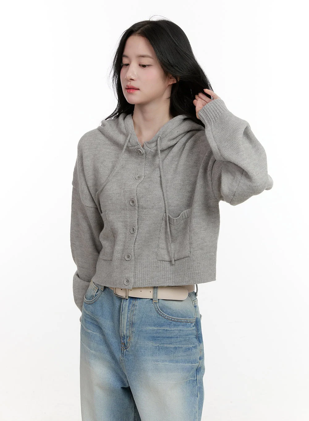 Pocket Hooded Buttoned Cardigan CF527 - Image 10