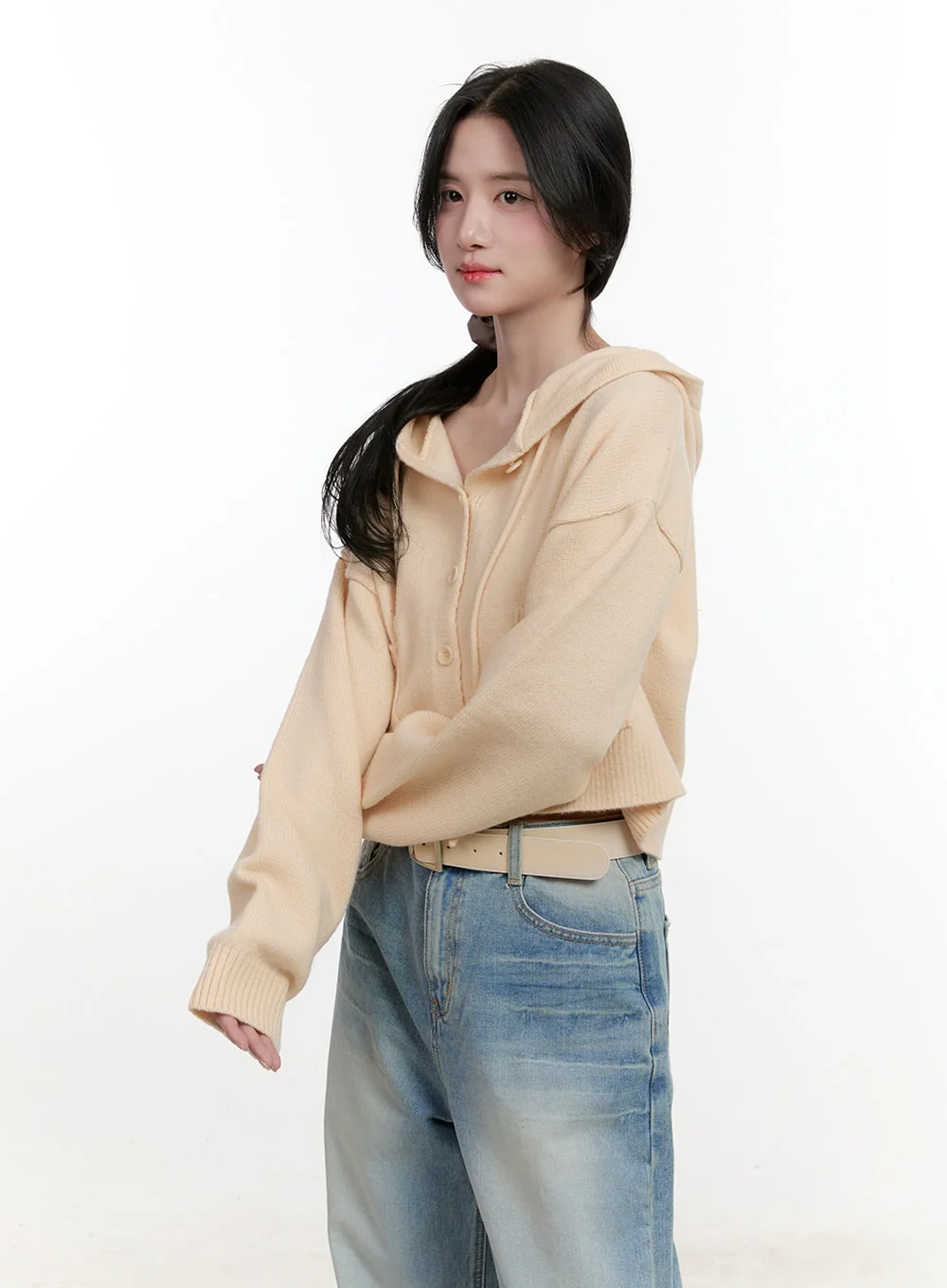 Pocket Hooded Buttoned Cardigan CF527 - Image 7