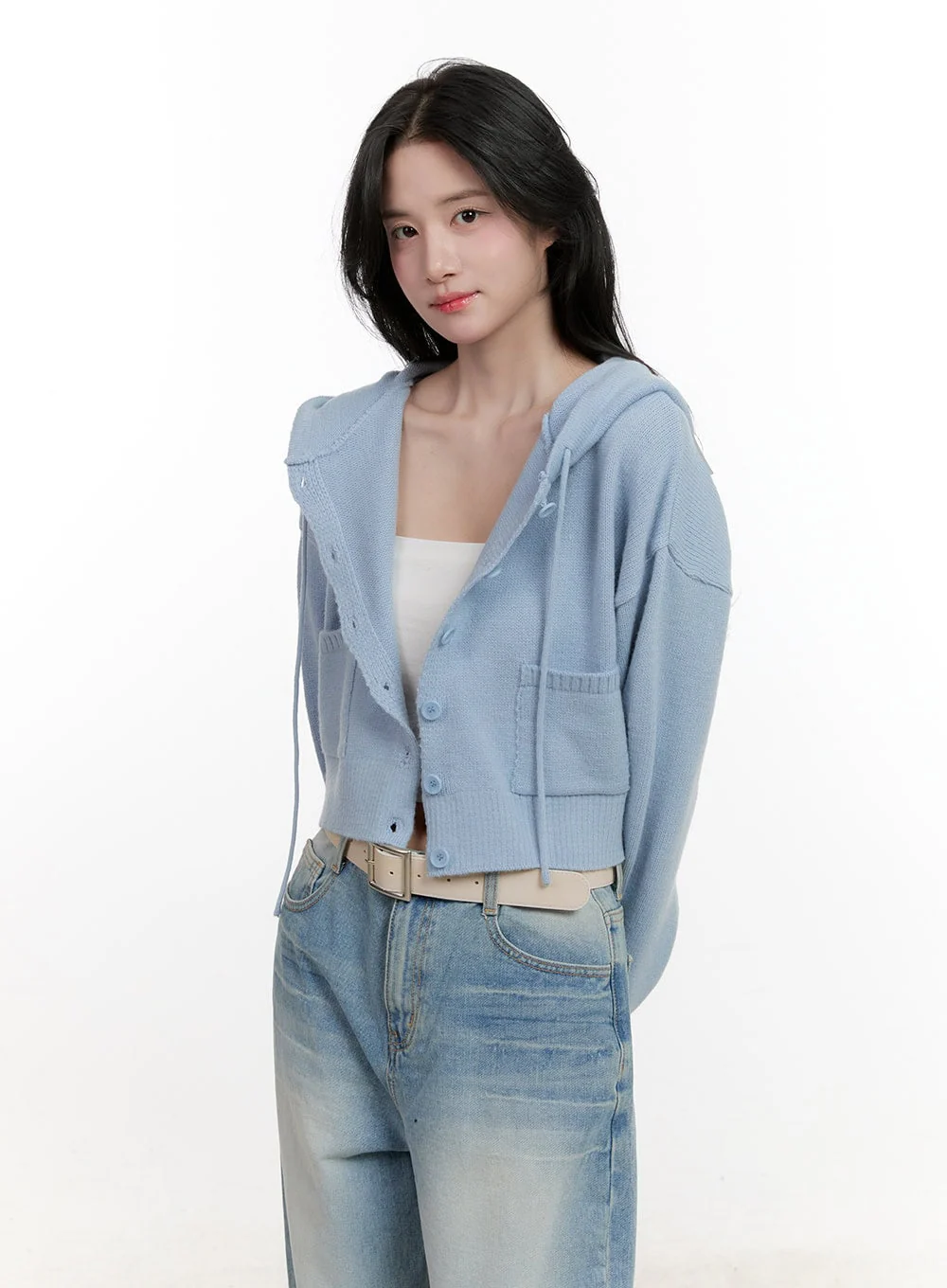 Pocket Hooded Buttoned Cardigan CF527 - Image 8