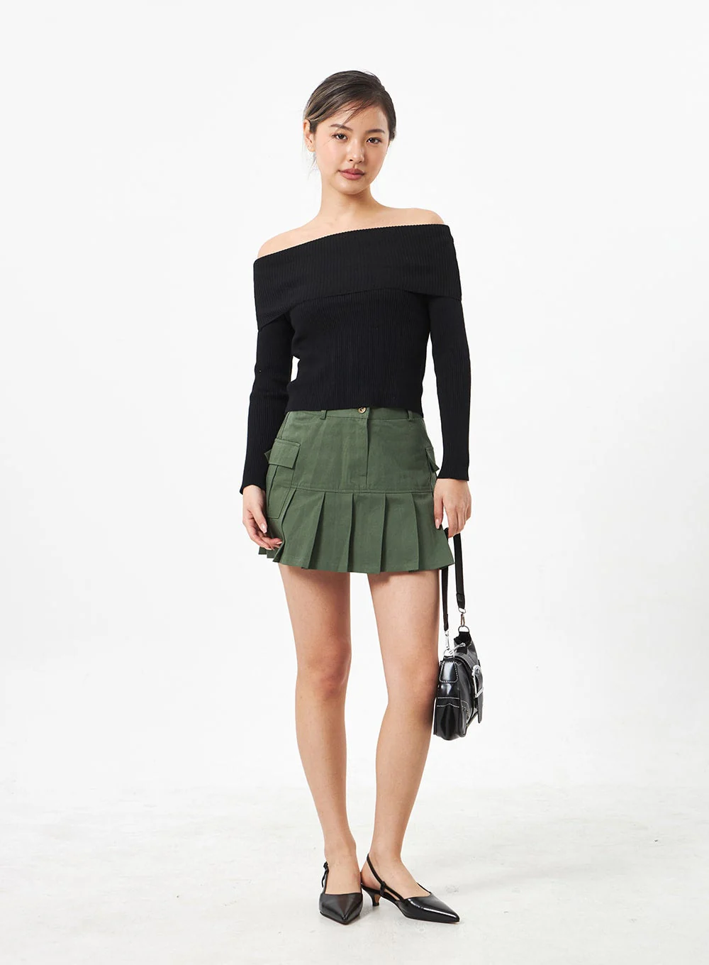 Pocket Pleated Mini Skirt CA304 - Image 3