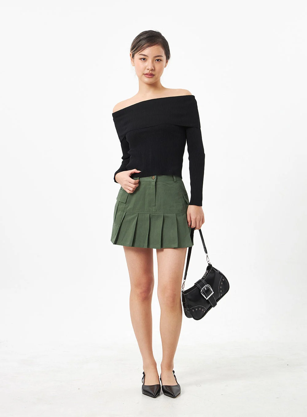 Pocket Pleated Mini Skirt CA304 - Image 7