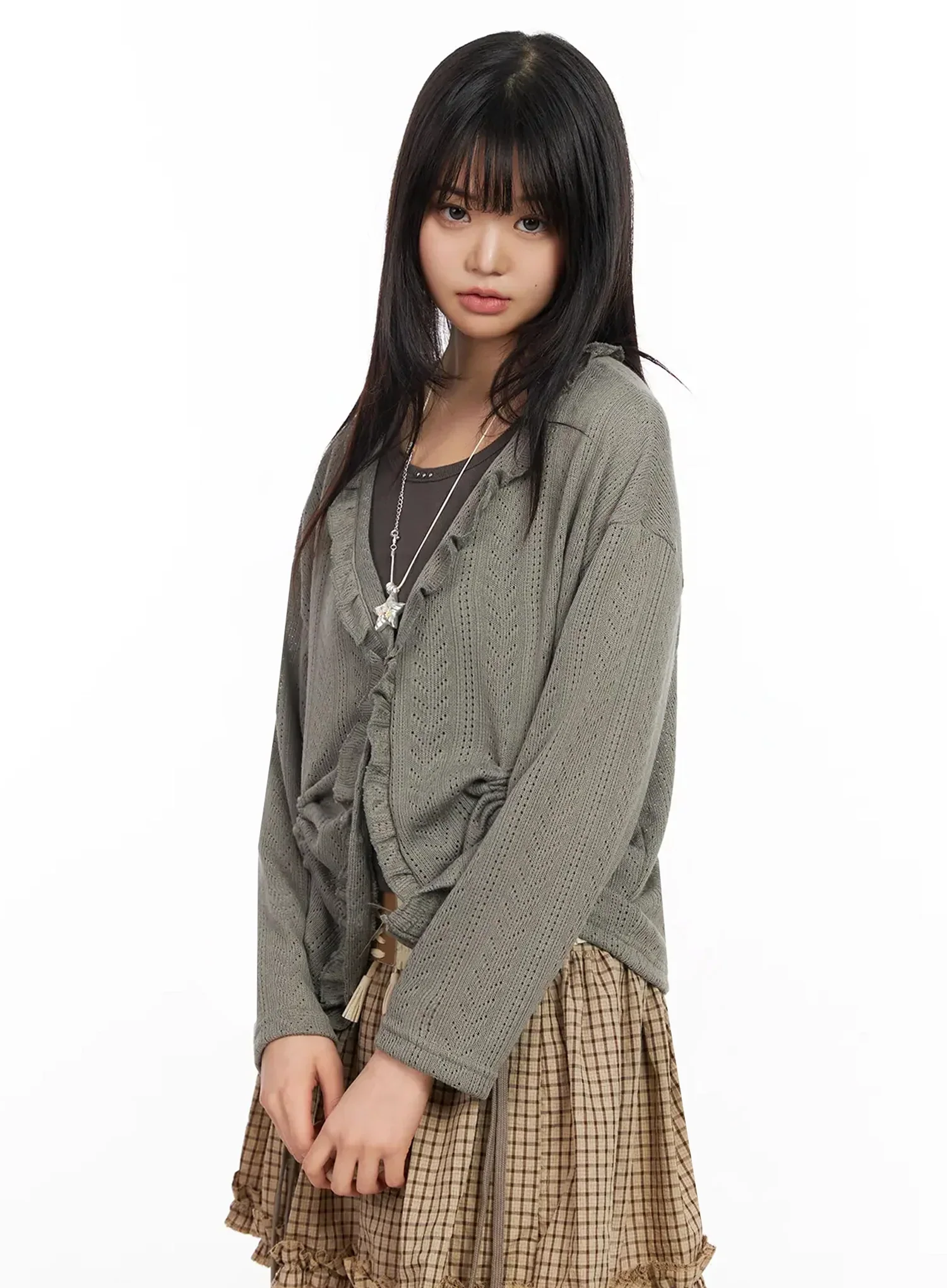 Pointelle Knit Cardigan IA523 - Image 13