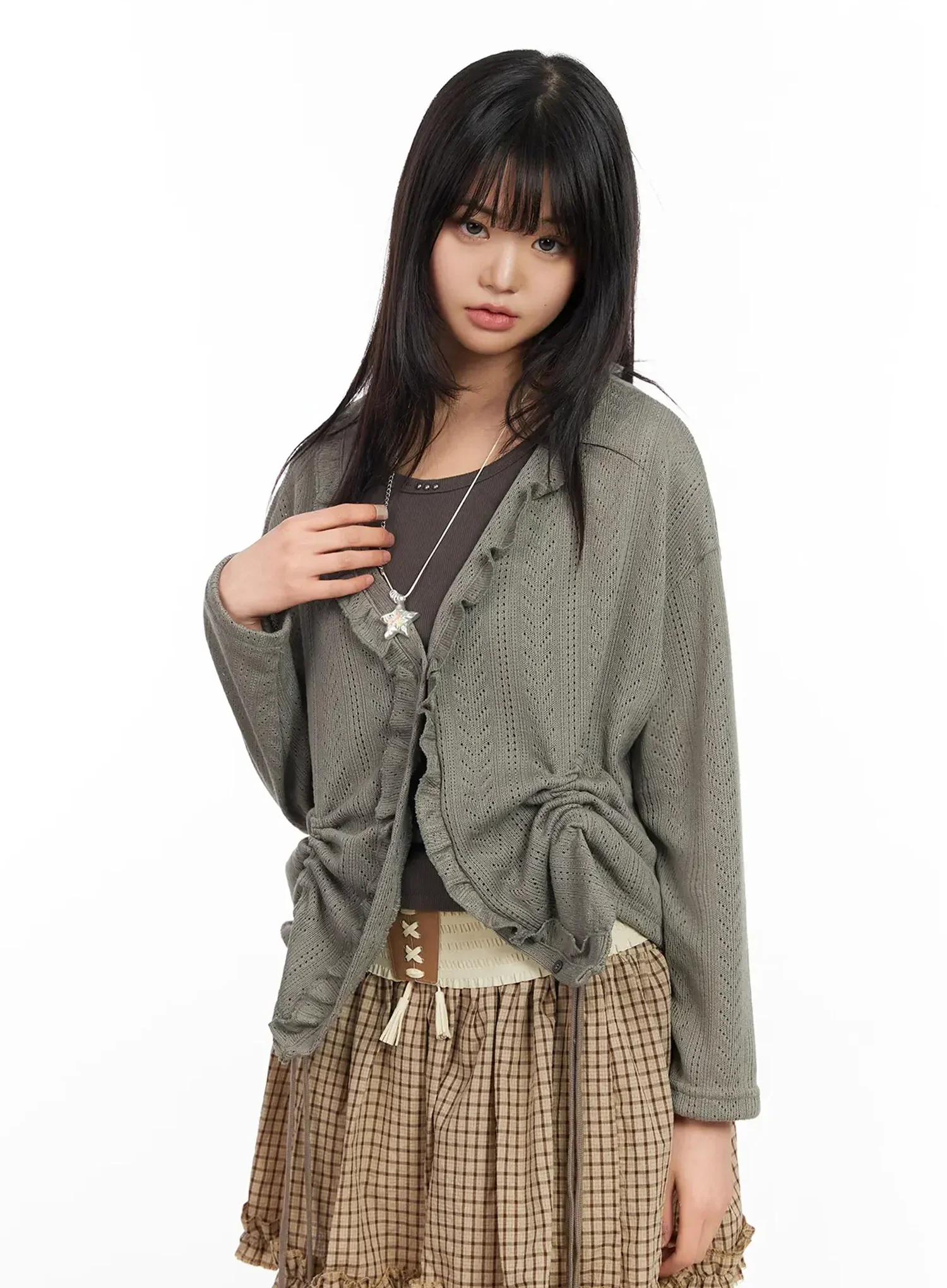 Pointelle Knit Cardigan IA523 - Image 2