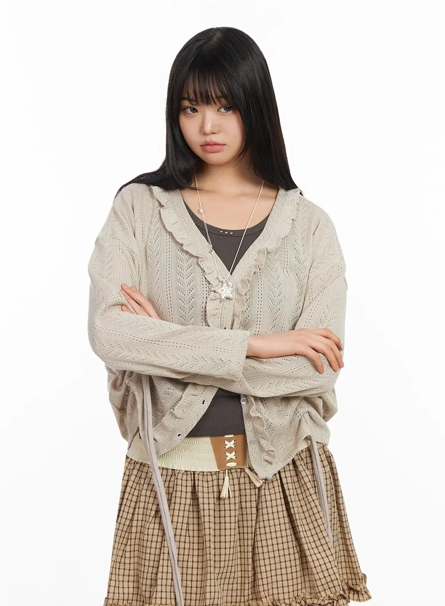 Pointelle Knit Cardigan IA523 - Image 3