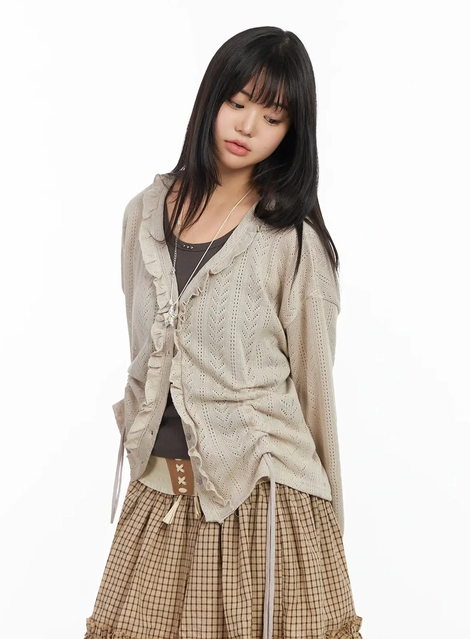 Pointelle Knit Cardigan IA523 - Image 8