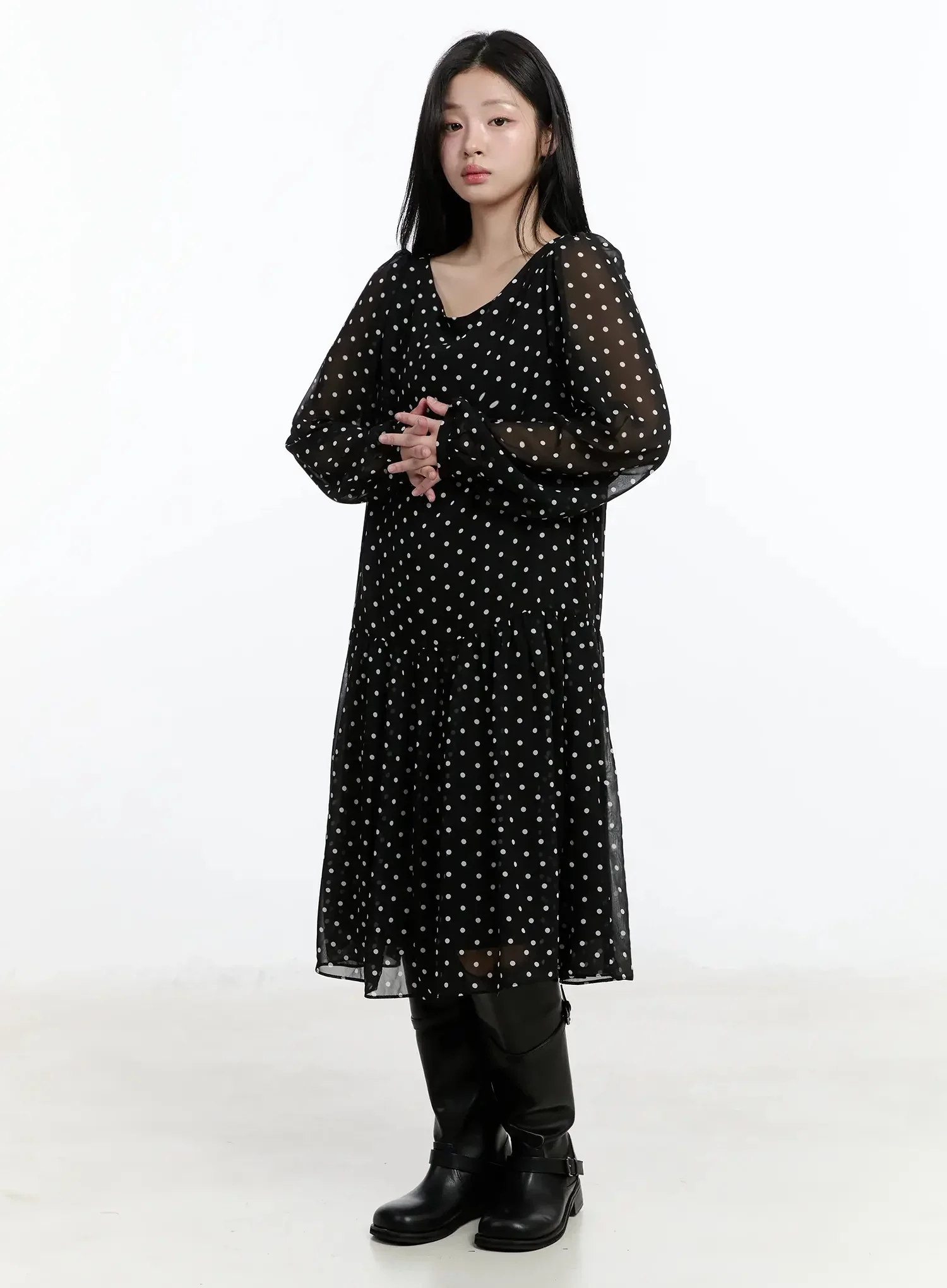 Polka Dot Chiffon Dress IM513 - Image 12