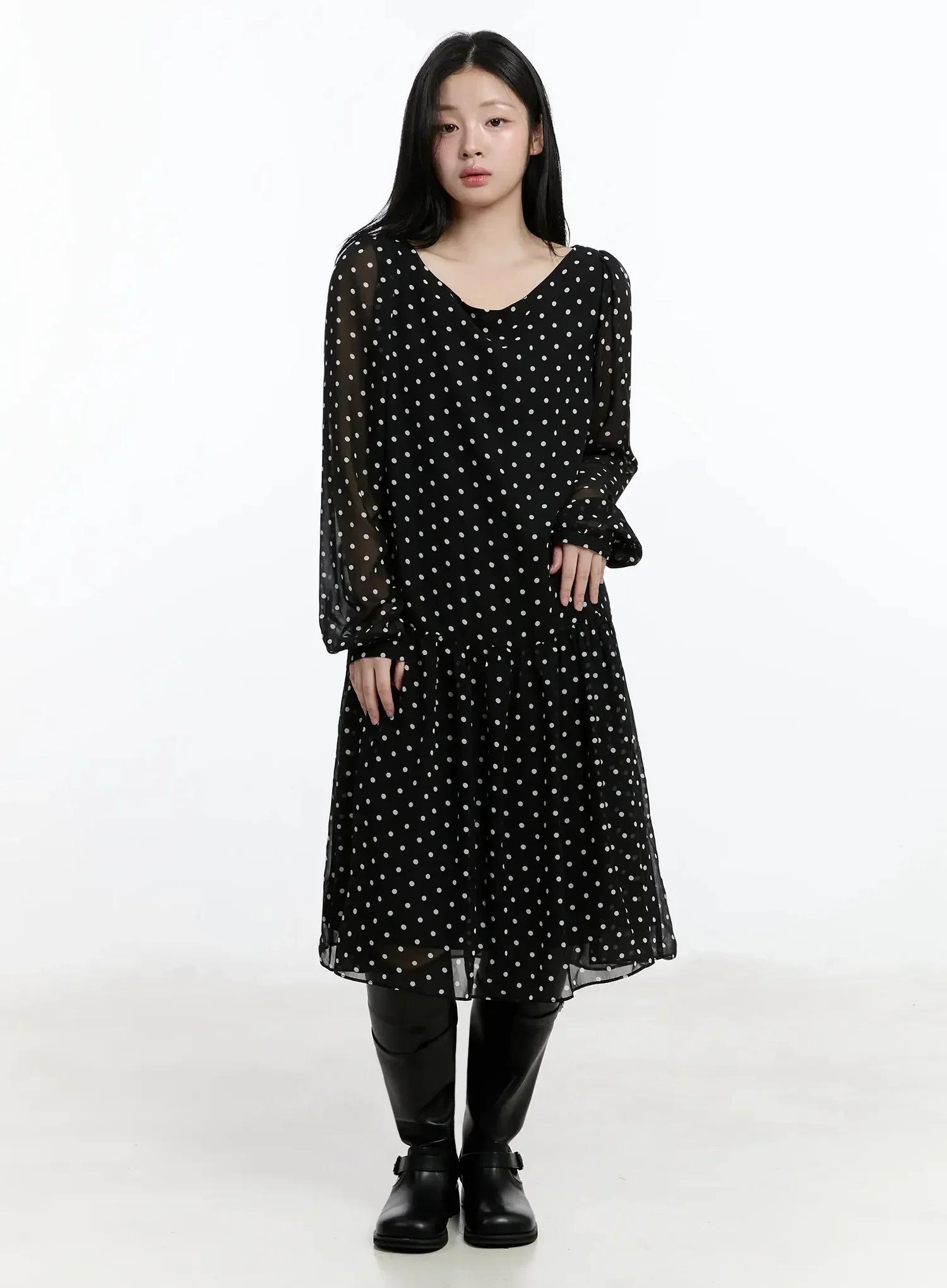 Polka Dot Chiffon Dress IM513 - Image 2