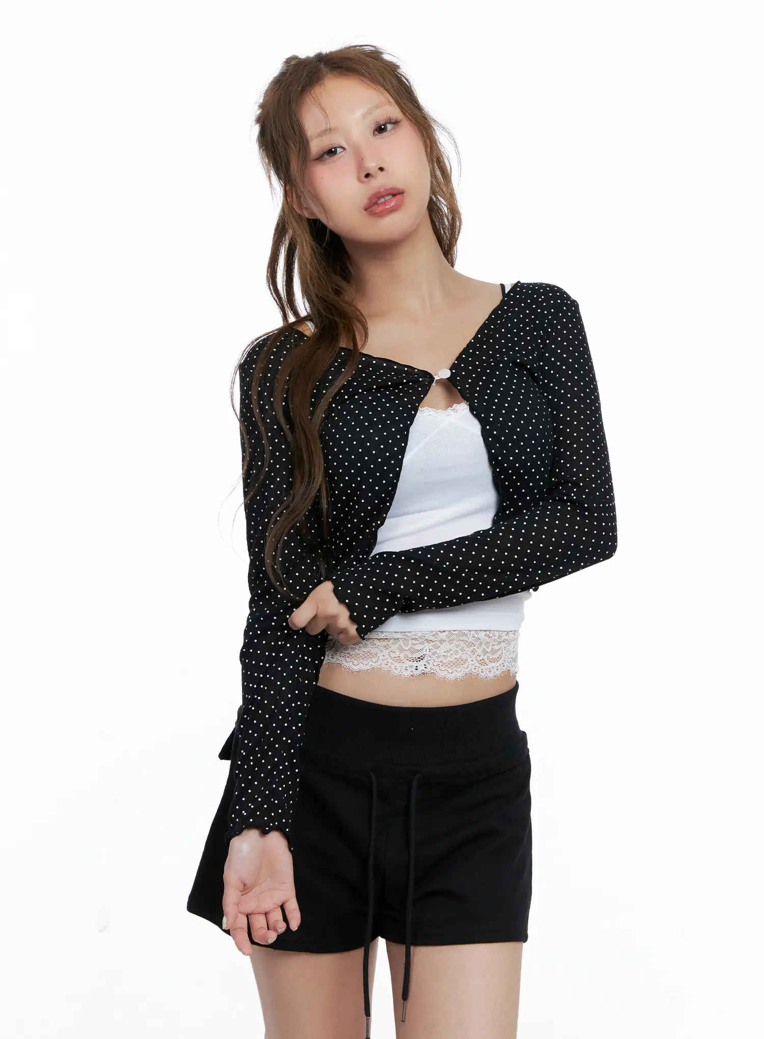 Polka Dot Cropped Cardigan CL510 - Image 11