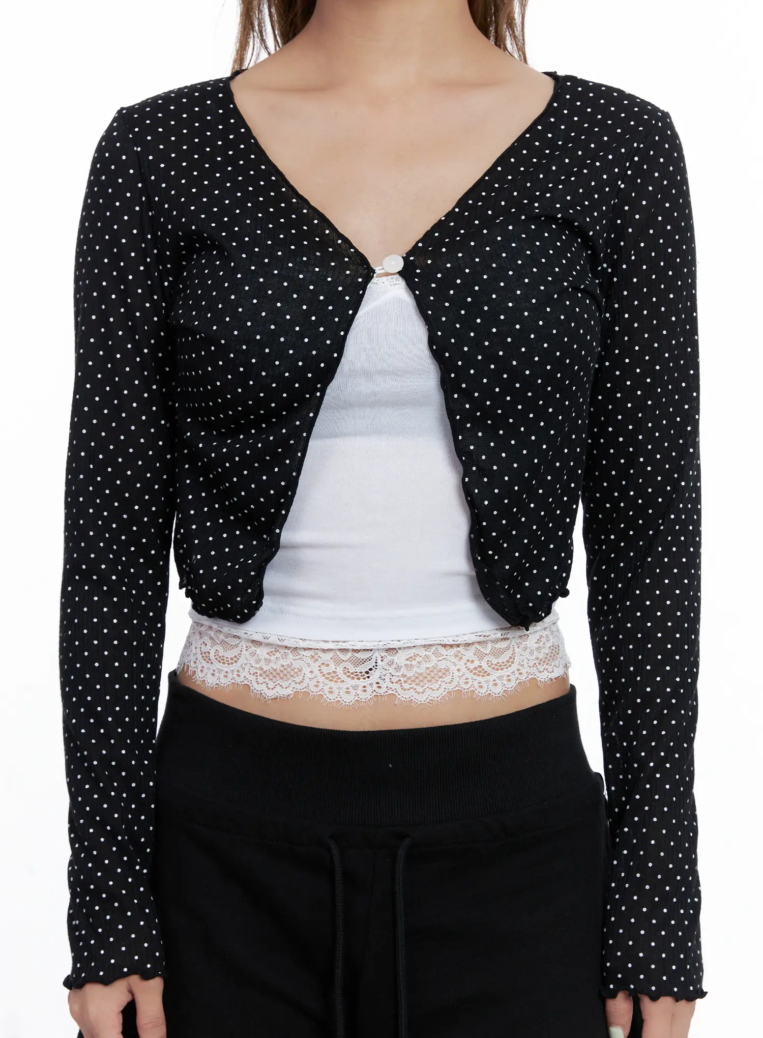 Polka Dot Cropped Cardigan CL510 - Image 5