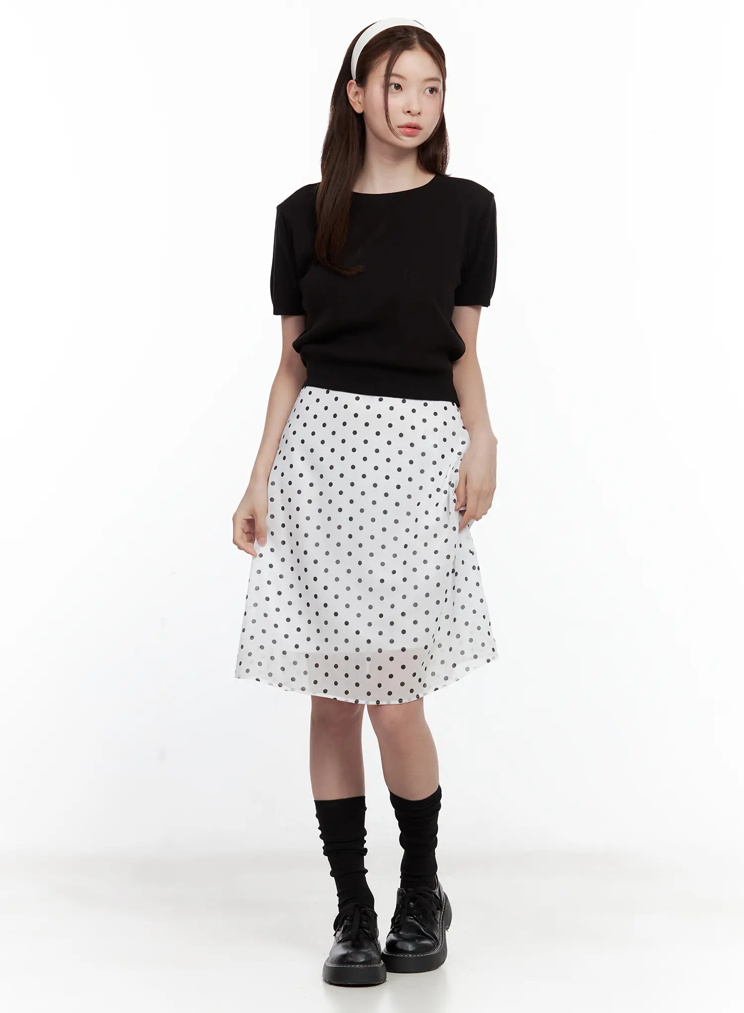 Polka Dot Double-Layered Midi Skirt CL502 - Image 2