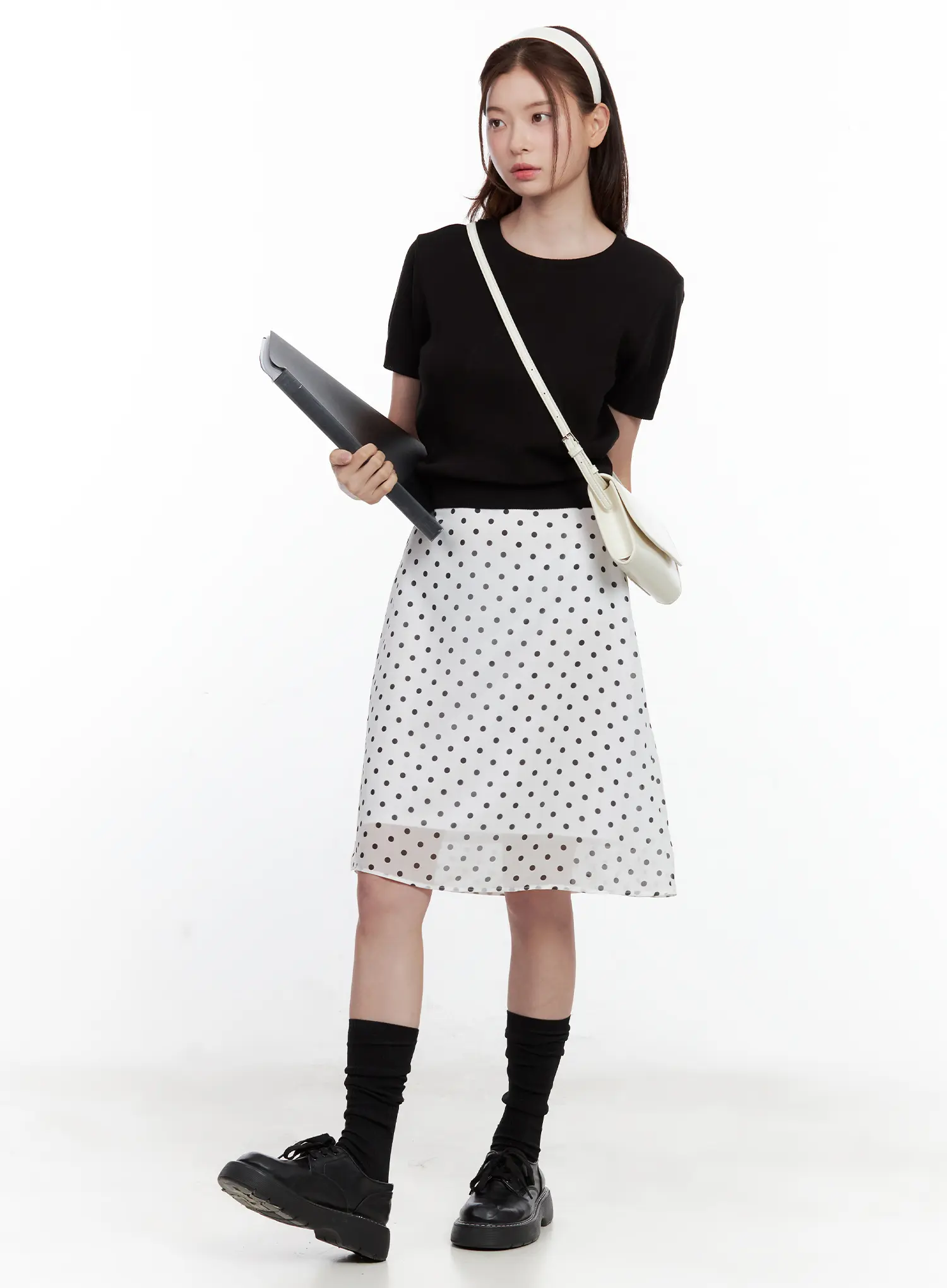 Polka Dot Double-Layered Midi Skirt CL502 - Image 7