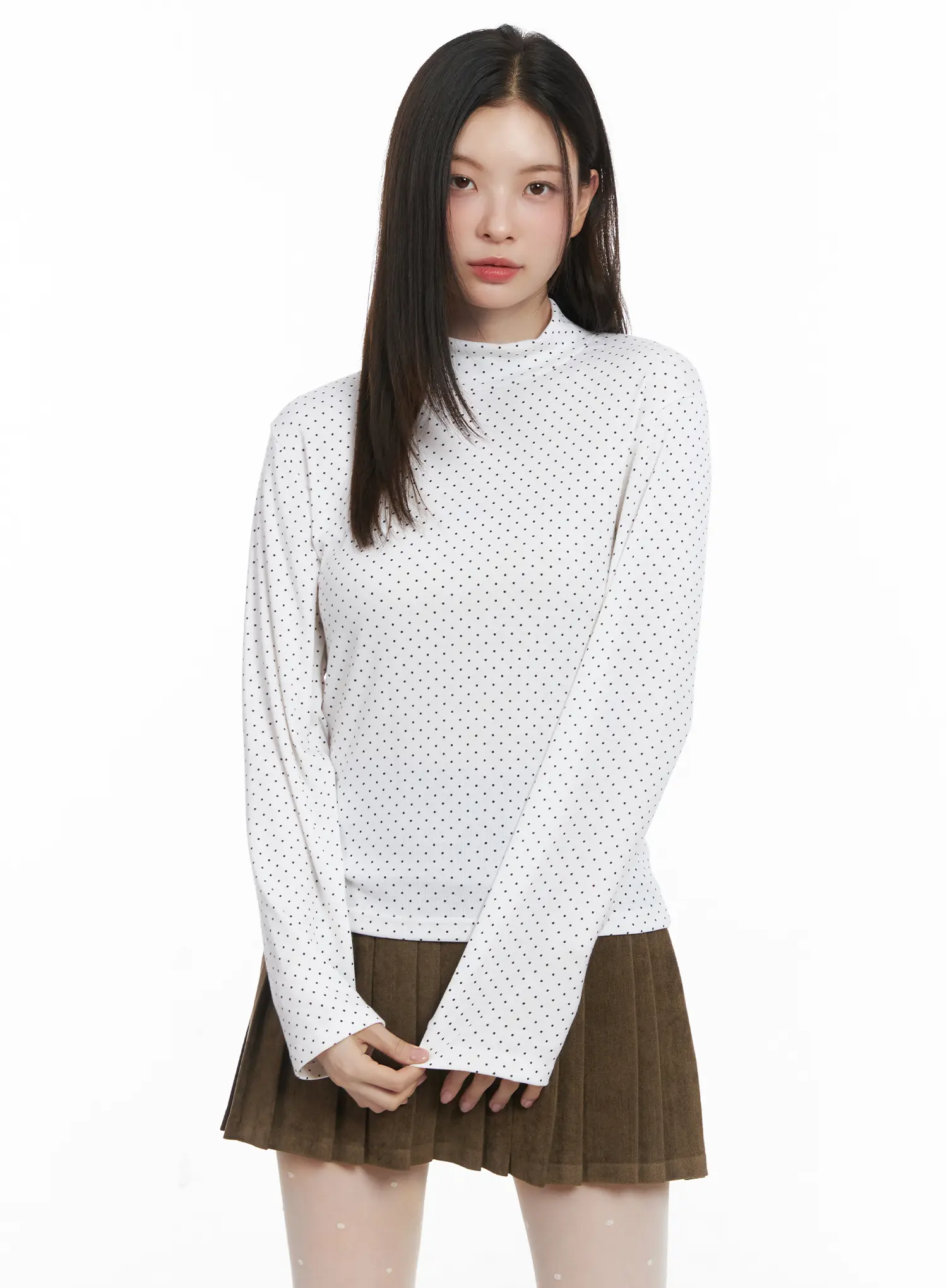 Polka Dot Mock Neck Top CJ506 - Image 2