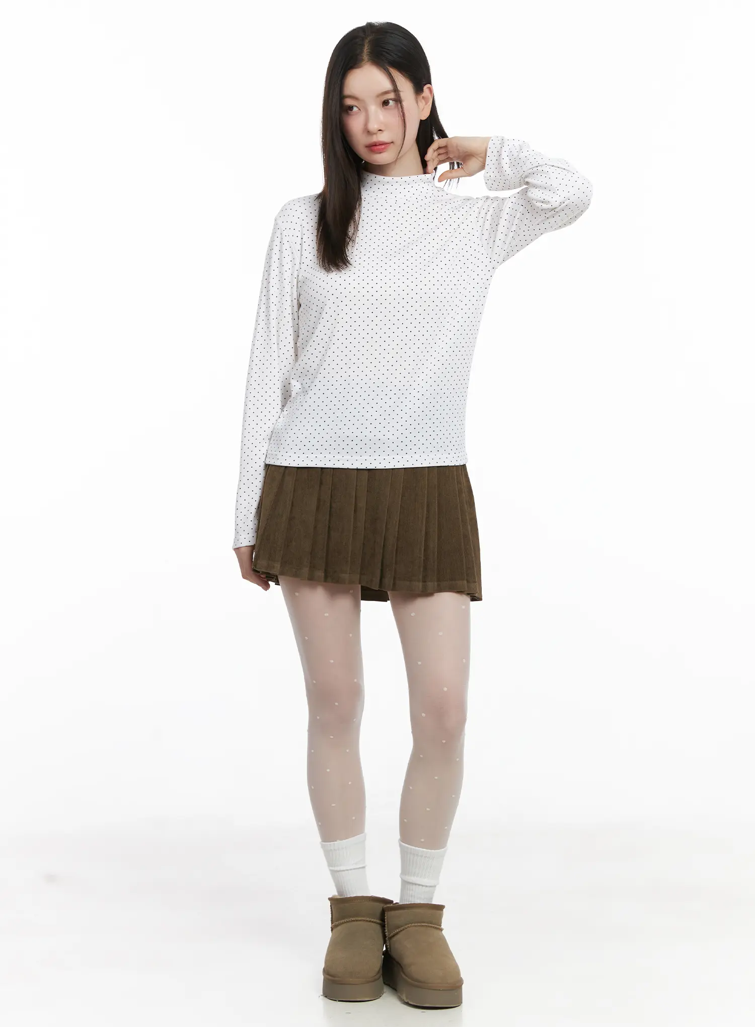 Polka Dot Mock Neck Top CJ506 - Image 3