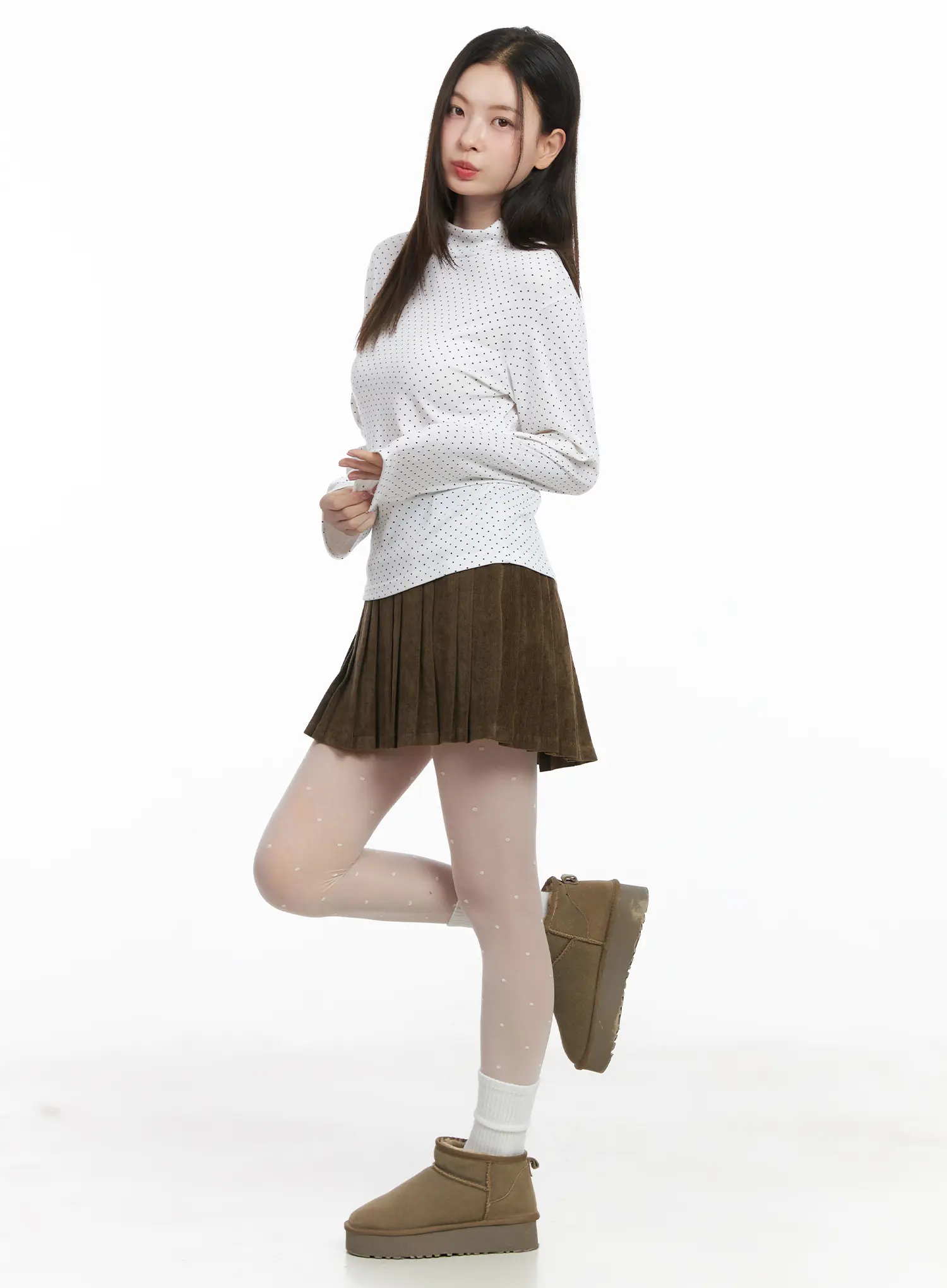 Polka Dot Mock Neck Top CJ506 - Image 4