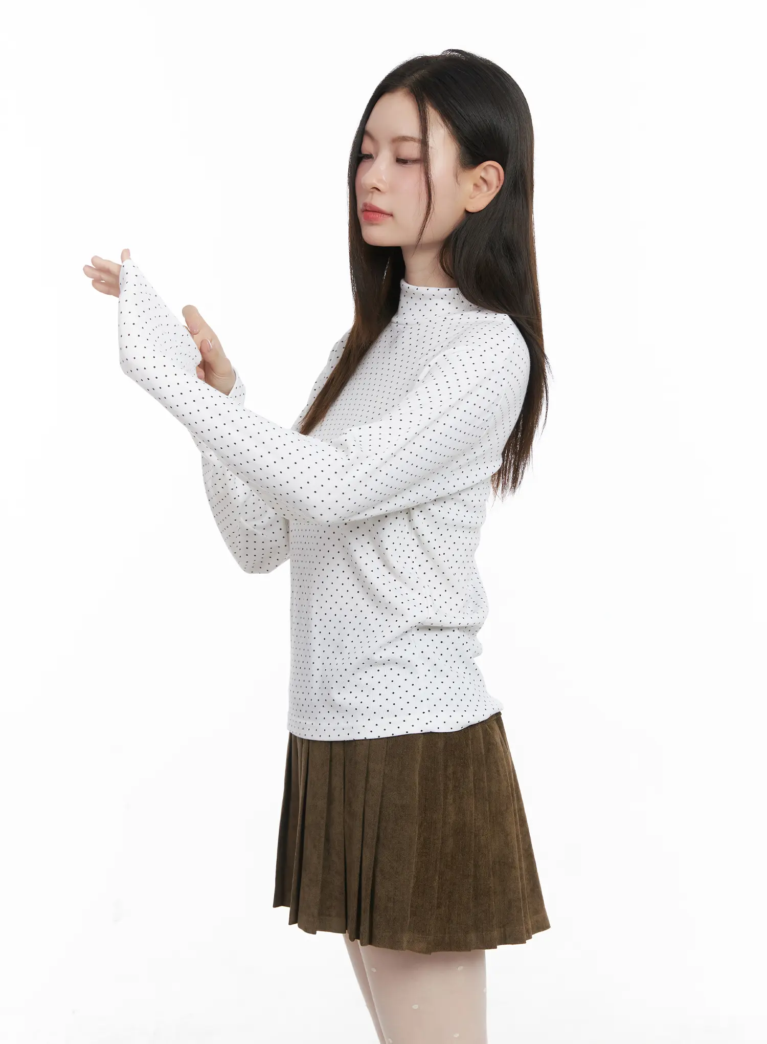 Polka Dot Mock Neck Top CJ506 - Image 6