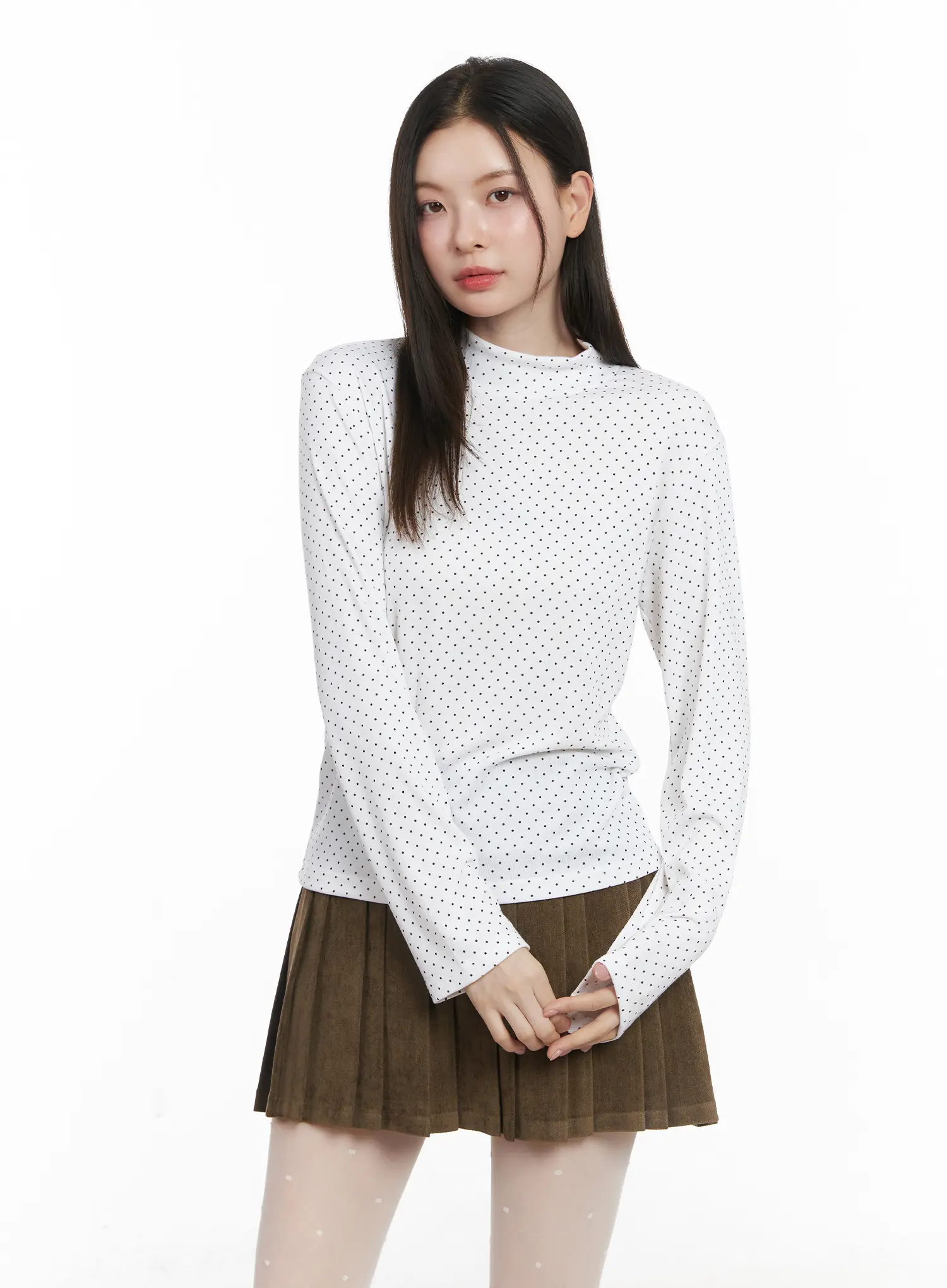 Polka Dot Mock Neck Top CJ506 - Image 9