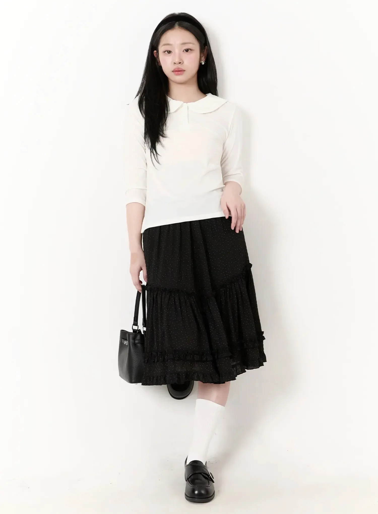 Polka Dot Ruffle Hem Midi Skirt IM513 - Image 13