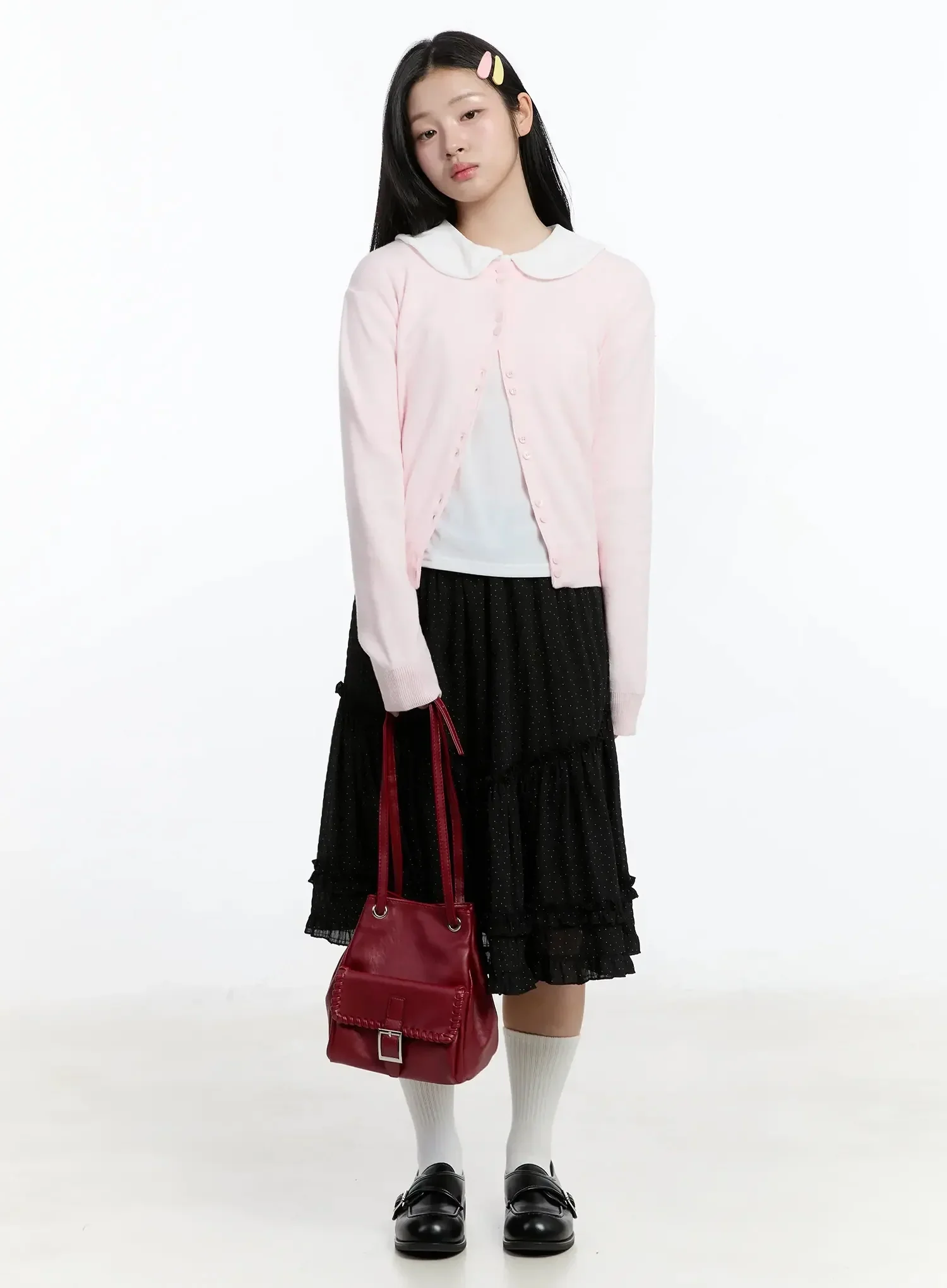 Polka Dot Ruffle Hem Midi Skirt IM513 - Image 2