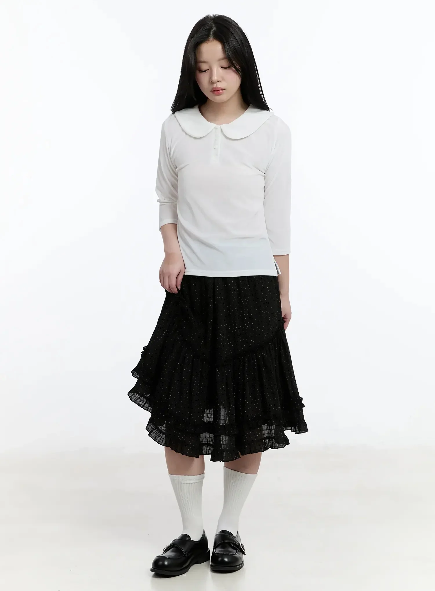 Polka Dot Ruffle Hem Midi Skirt IM513 - Image 6