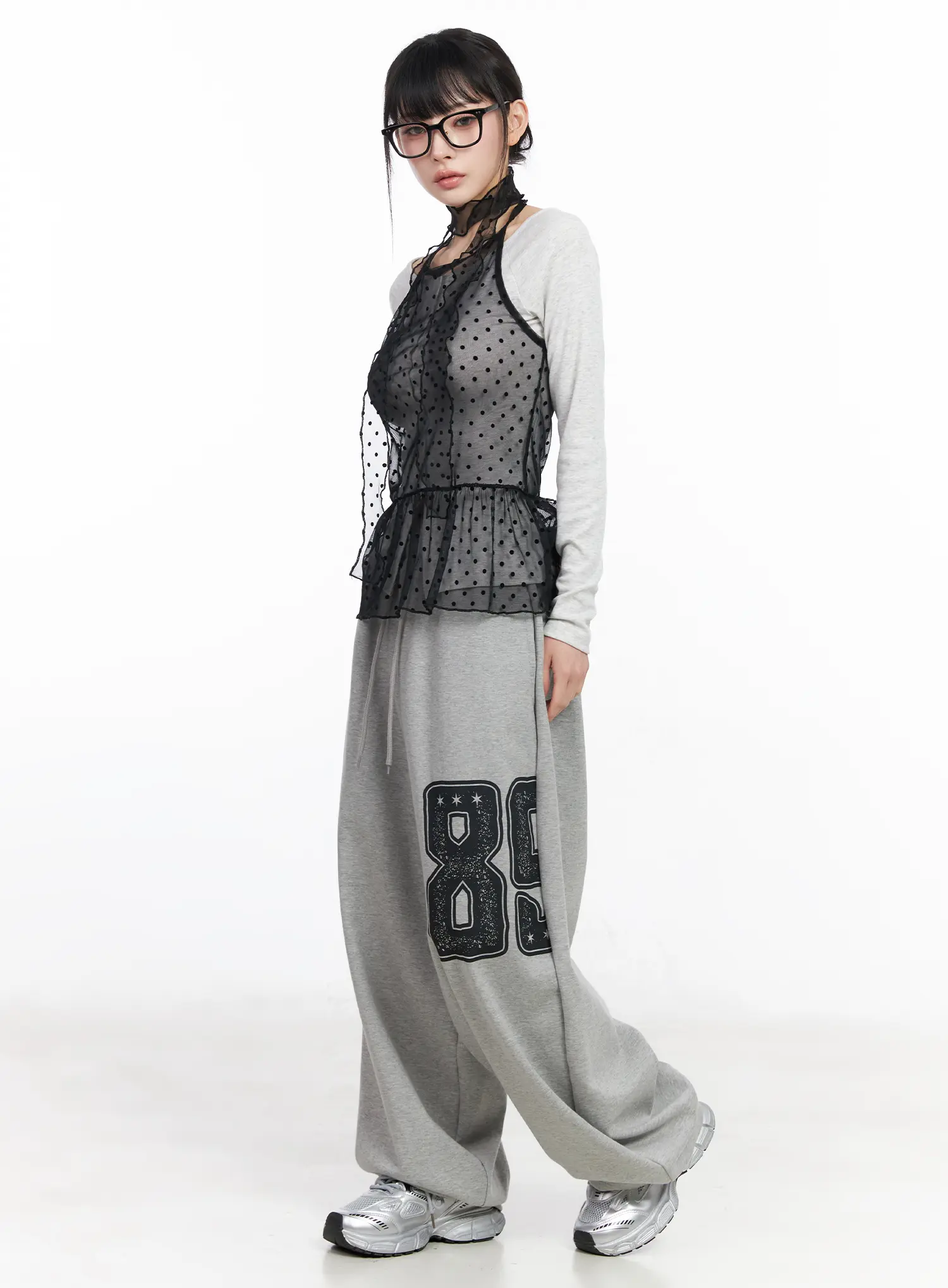 Polka Dot Sheer Tank Top and Scarf CF518 - Image 3