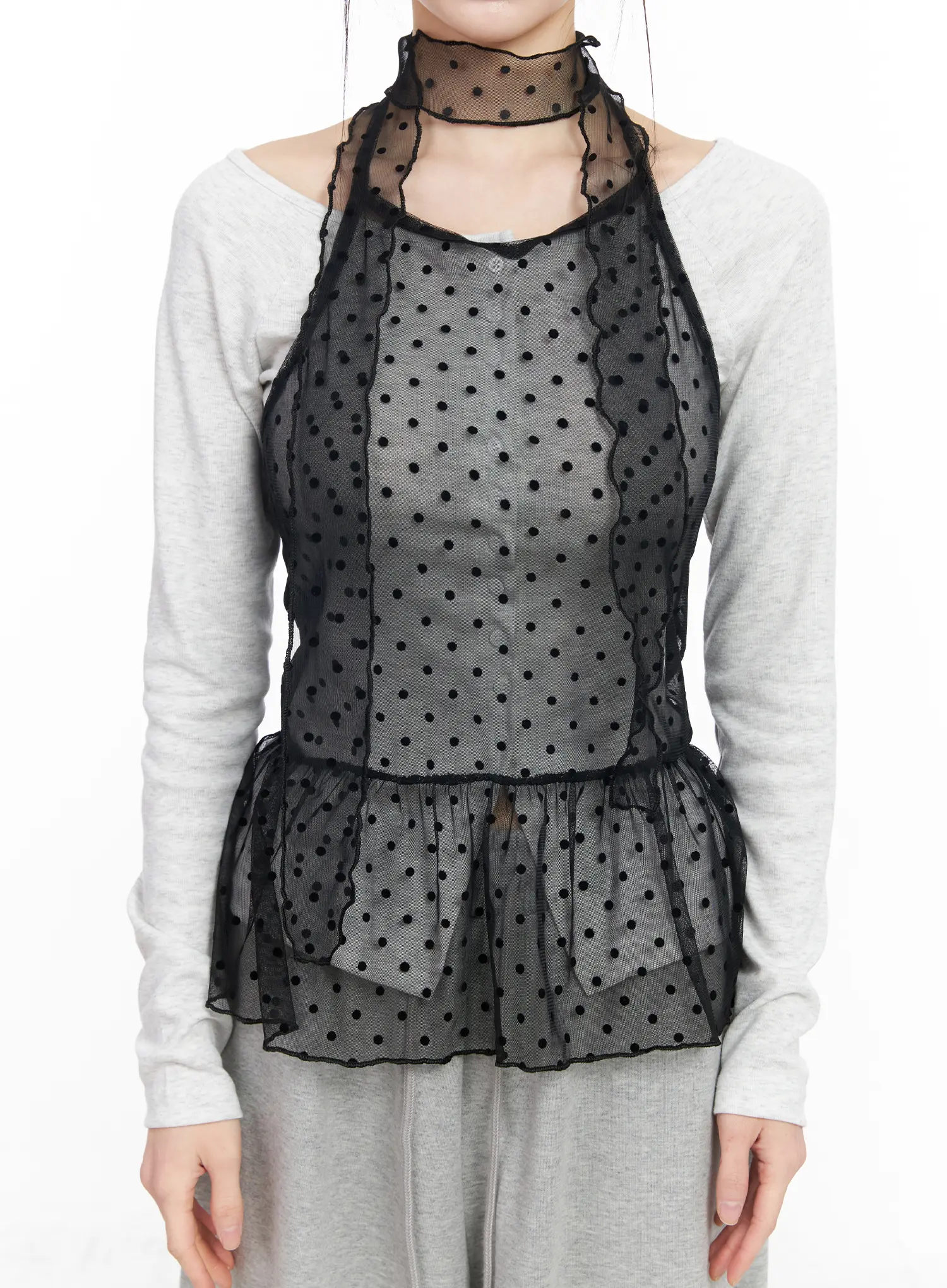 Polka Dot Sheer Tank Top and Scarf CF518 - Image 7