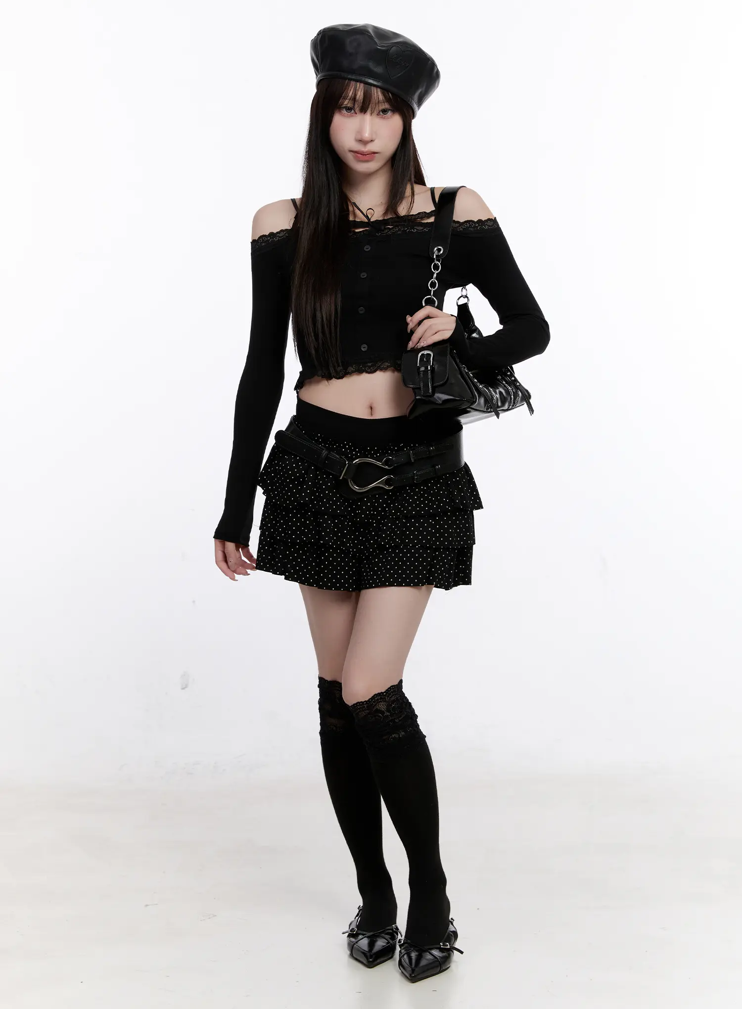 Polka Dot Tiered Mini Skirt CS530