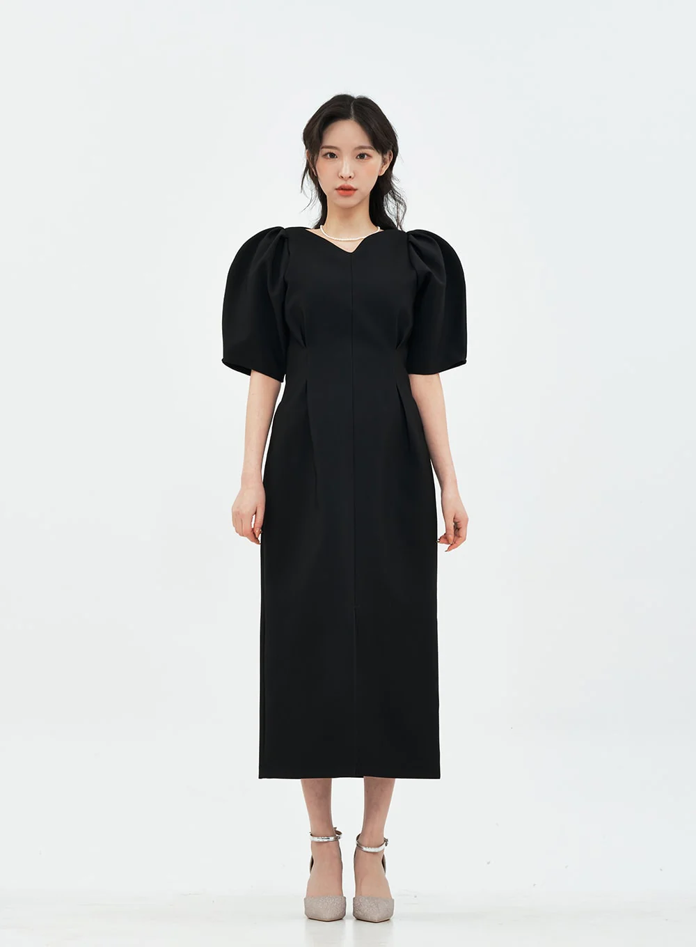 Puff Shoulder Wedding Party Midi Dress IA13 - Image 10