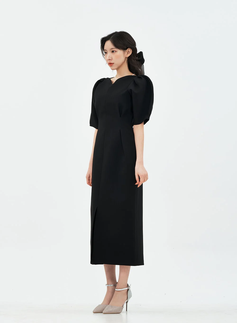 Puff Shoulder Wedding Party Midi Dress IA13 - Image 11