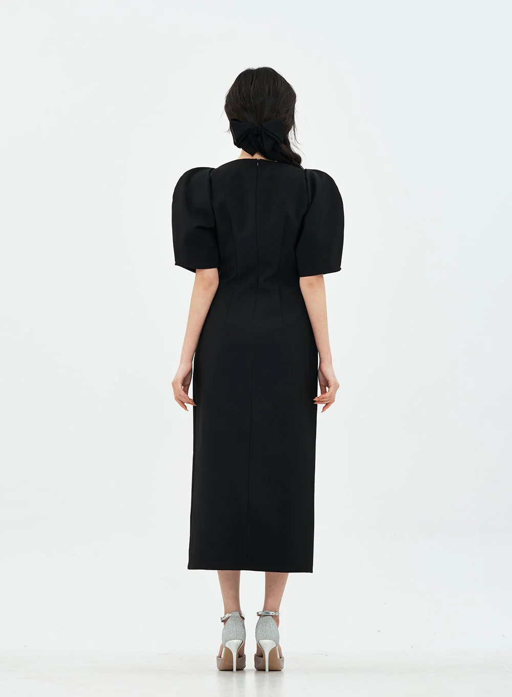 Puff Shoulder Wedding Party Midi Dress IA13 - Image 12